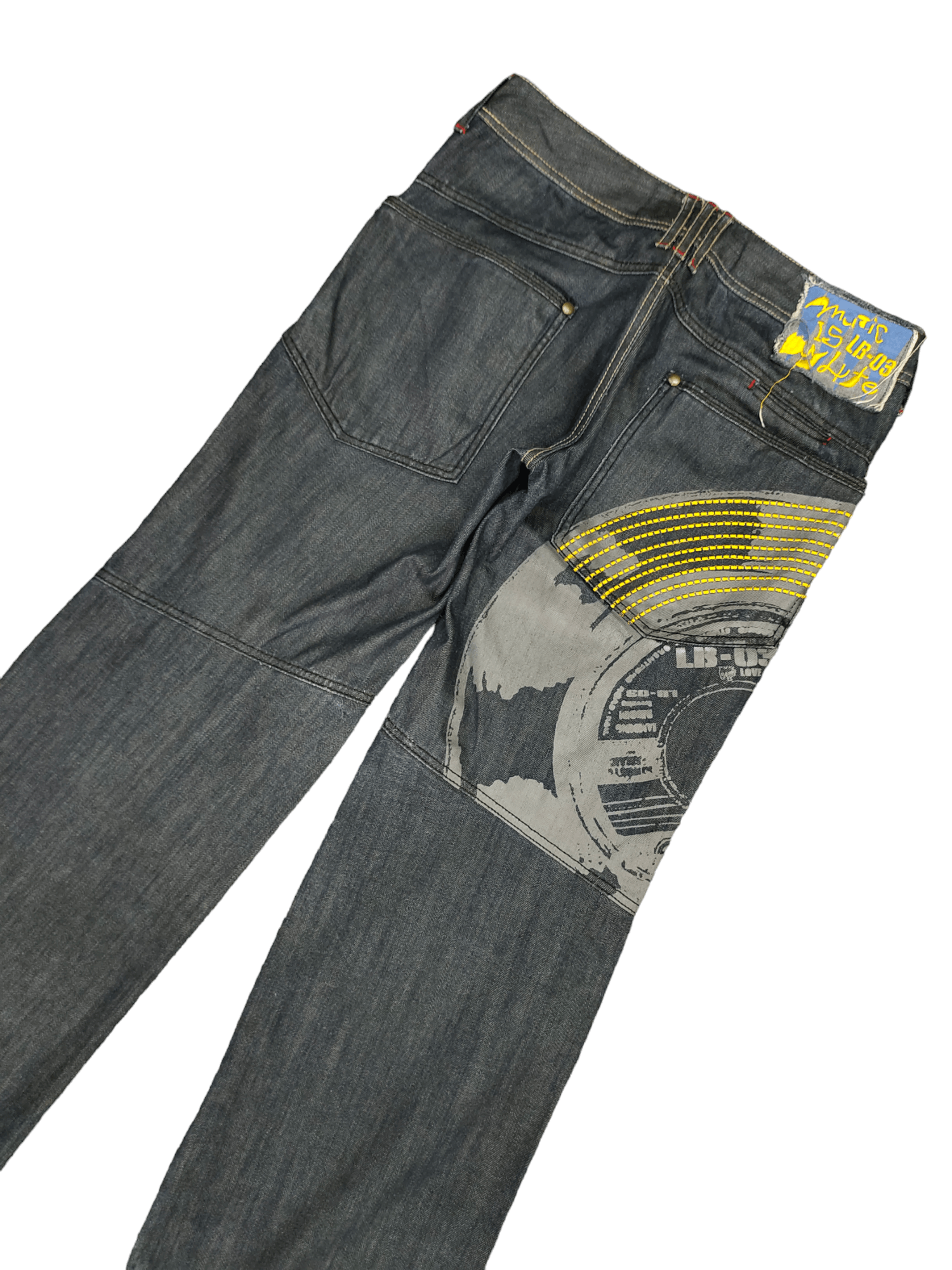 If Six Was Nine LB-03 Embroidered Design Drawstring Wide Loose Denim Pants Size US 29 - 5 Thumbnail