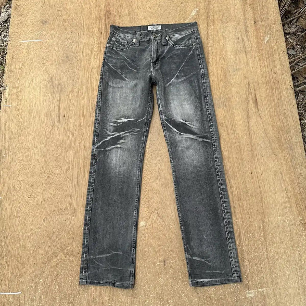 Image of Avant Garde x Lowbox Send Offers Vintage Lowbox Jeans Punk Bondage Flare W30L32 in Black, Men's