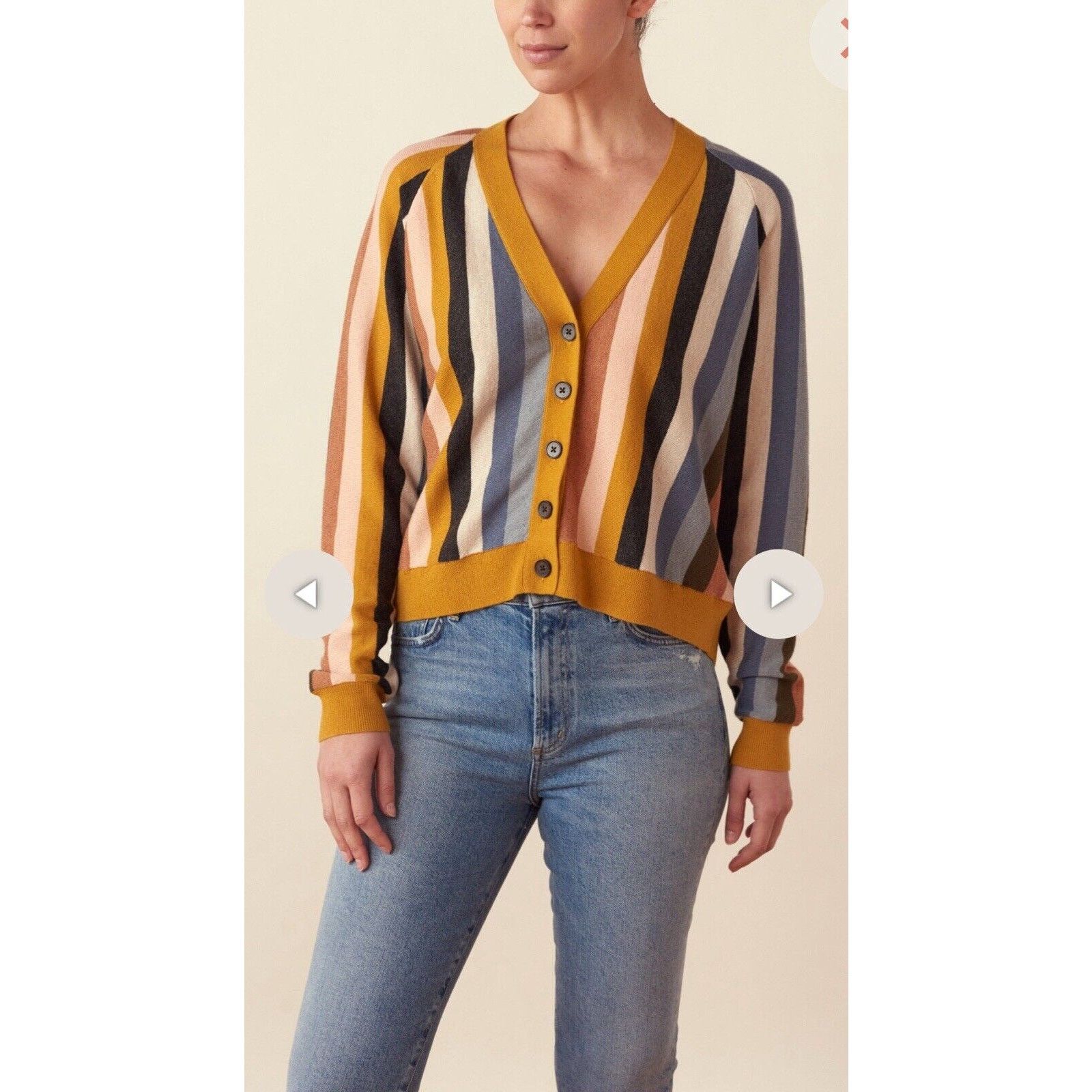 THE GREAT THE GREAT Sweater Womens Size 2 M The Boxy Cardigan Striped Size M / US 6-8 / IT 42-44 - 1 Thumbnail