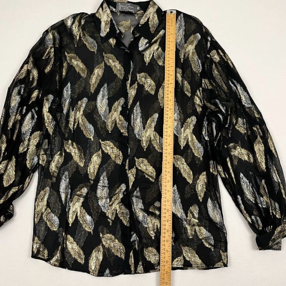 Vintage VINTAGE Jerry Garcia Shirt Womens M Black Gold Metallic Feather Sheer Button Front Size M / US 6-8 / IT 42-44 - 5 Thumbnail