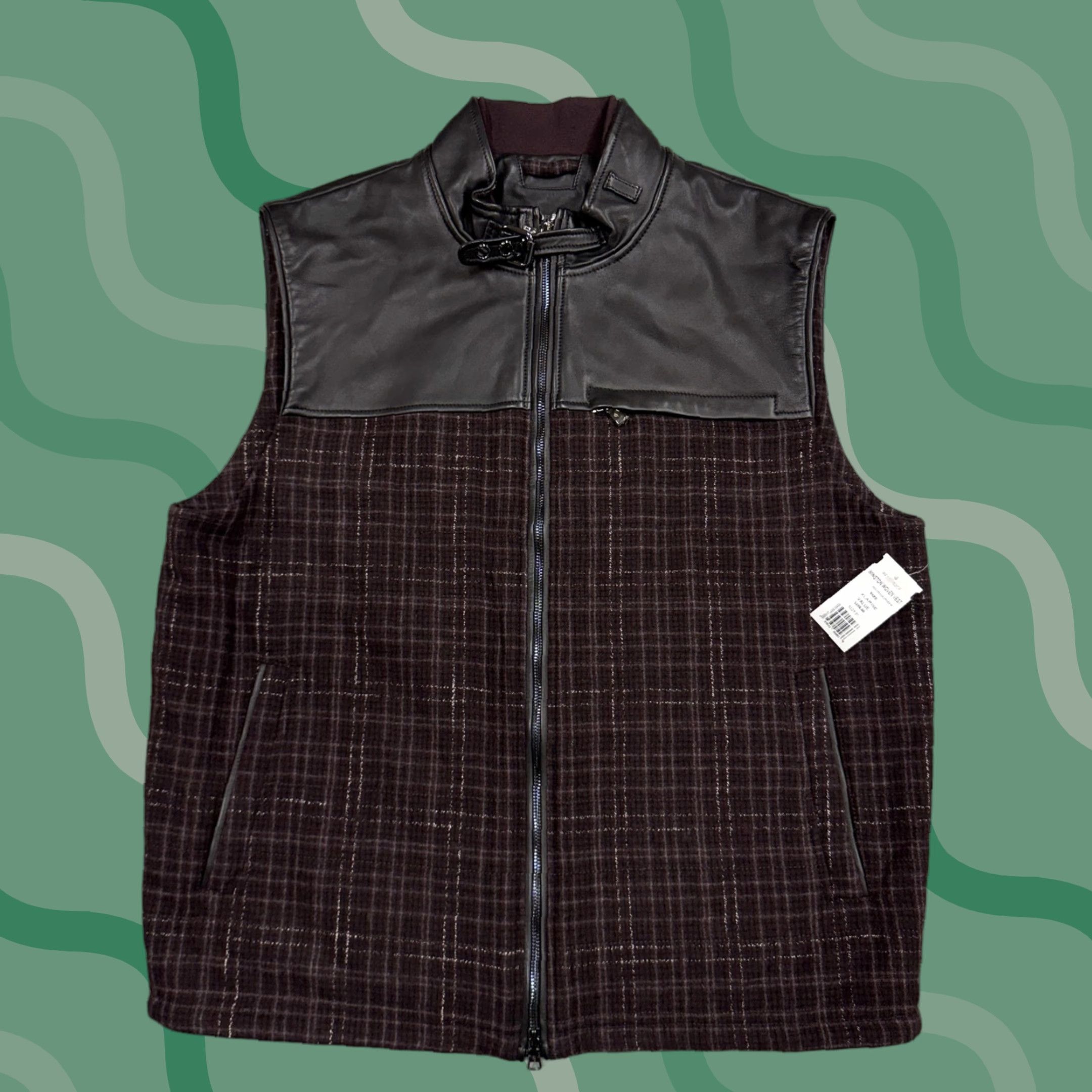Robert Graham Robert Graham Vest Mens XL Burgundy Winston Woven Full Zip Plaid Check Tweed Wool Mock Neck Casual Varsity Jacket Women? Size US XL / EU 56 / 4 - 1 Thumbnail