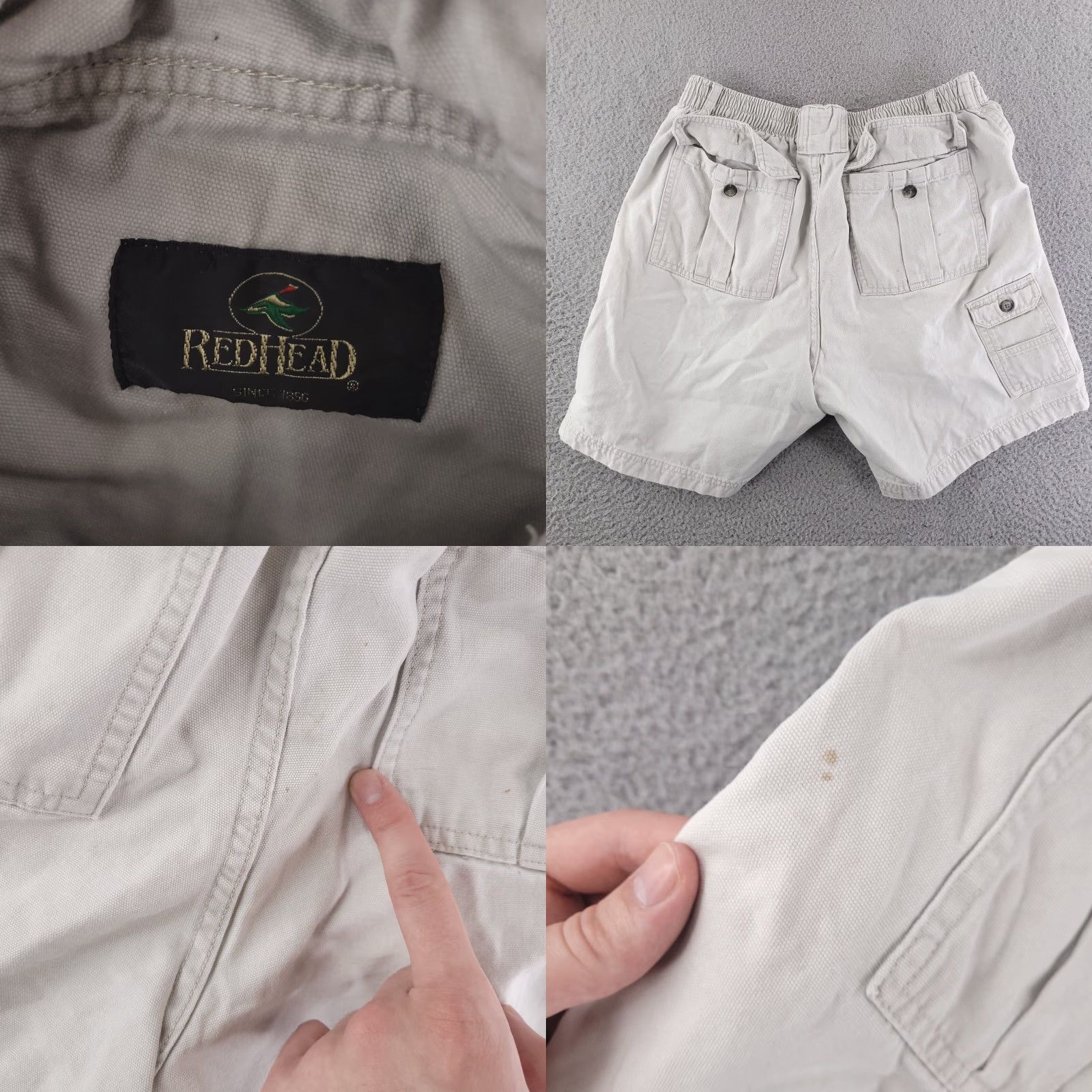 Vintage RedHead Mens 32 Tan Canvas Distressed Cargo Shorts Above Knee Fishing Cotton Brown Distress Size US 32 / EU 48 - 8 Thumbnail