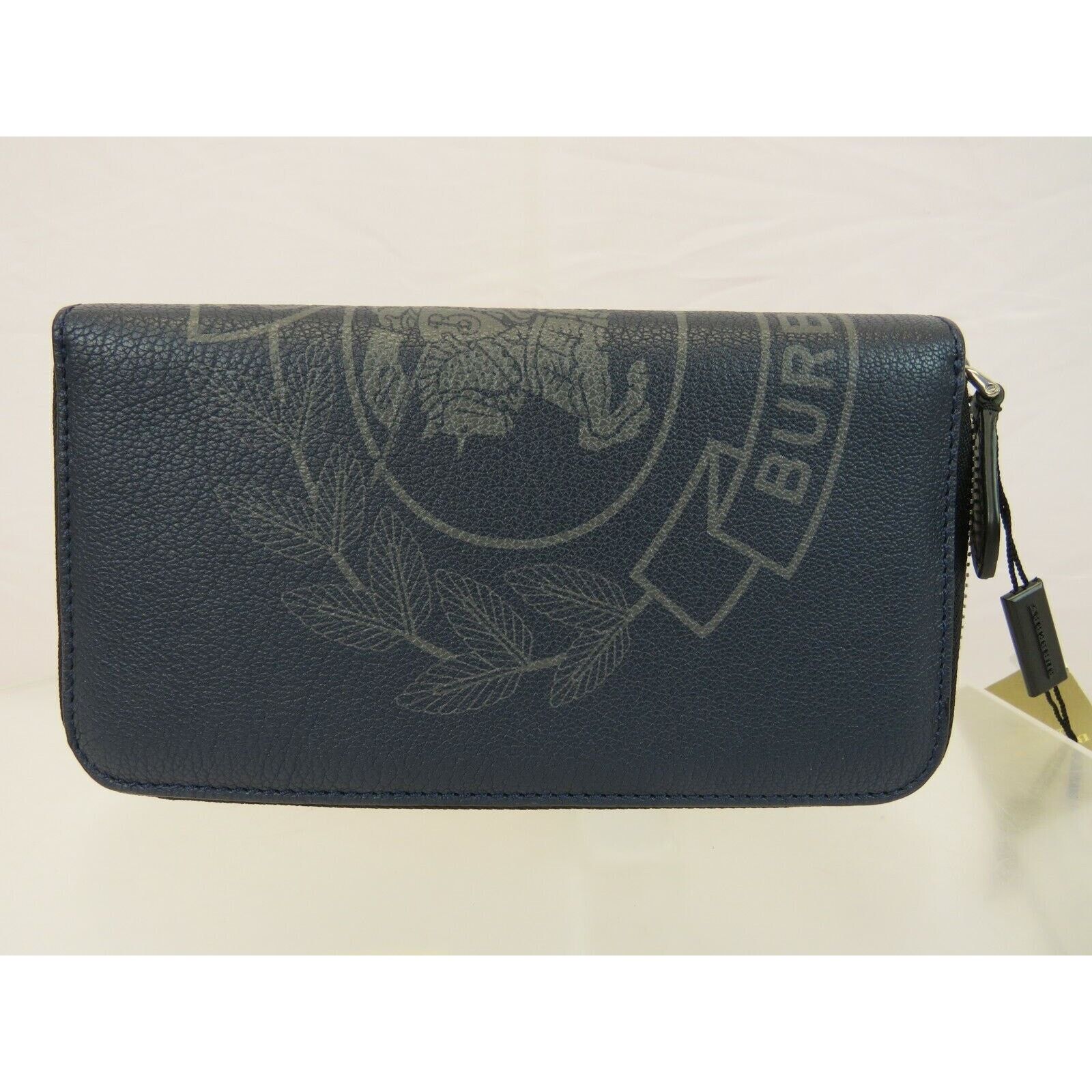 Burberry BURBERRY STORM BLUE LEATHER CREST LOGO CONTINENTAL WALLET Size ONE SIZE - 3 Thumbnail