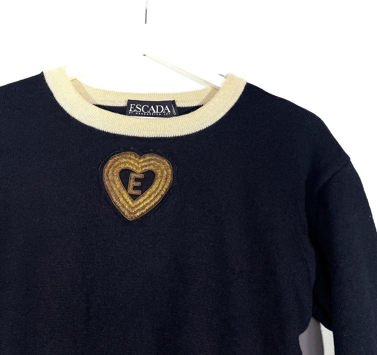 Escada ESCADA Blue Wool Sweater Size 36/S Heart Embroidered Logo Size S / US 4 / IT 40 - 2 Thumbnail