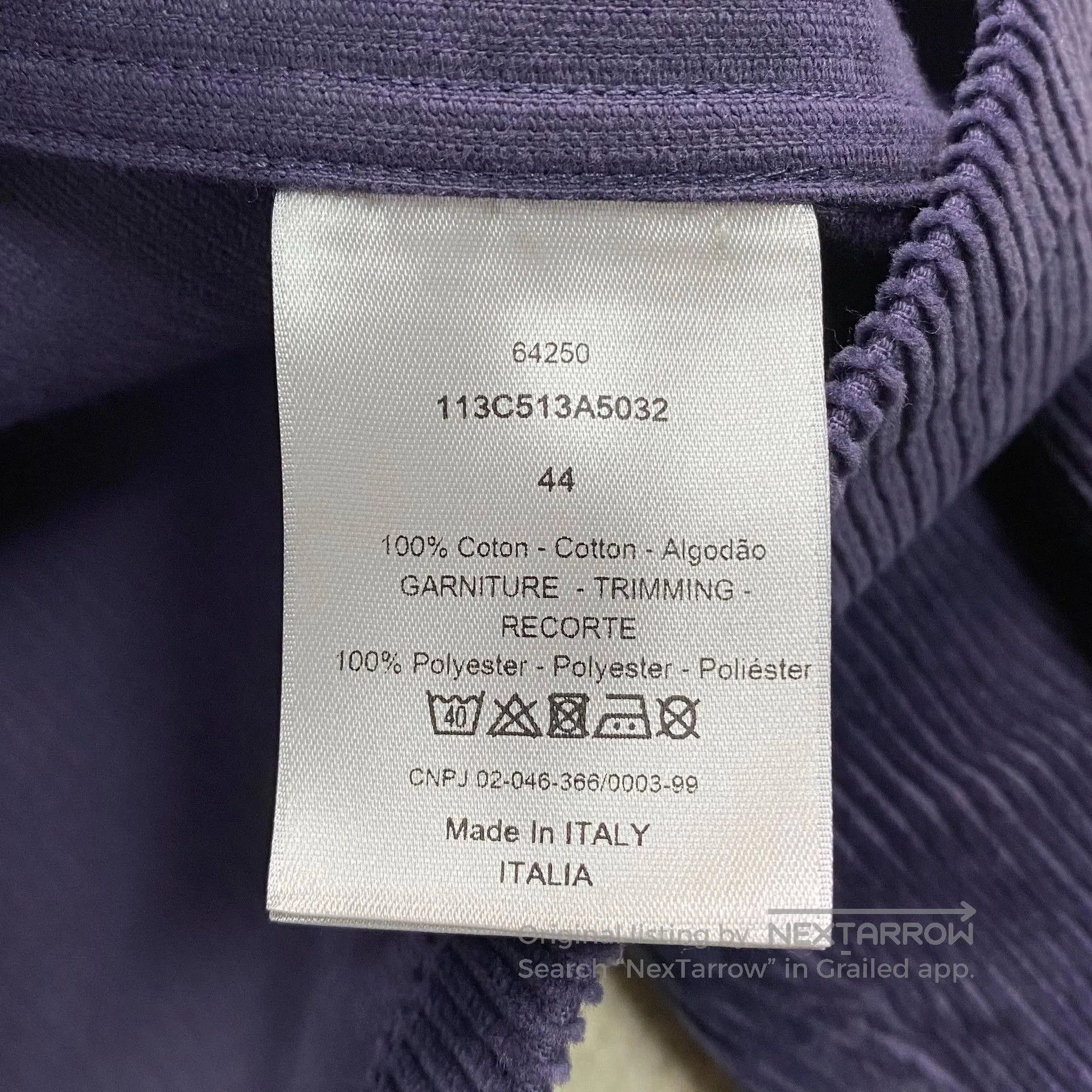 Dior Dior Purple Corduroy Zip Jacket. Size US L / EU 52-54 / 3 - 4 Thumbnail