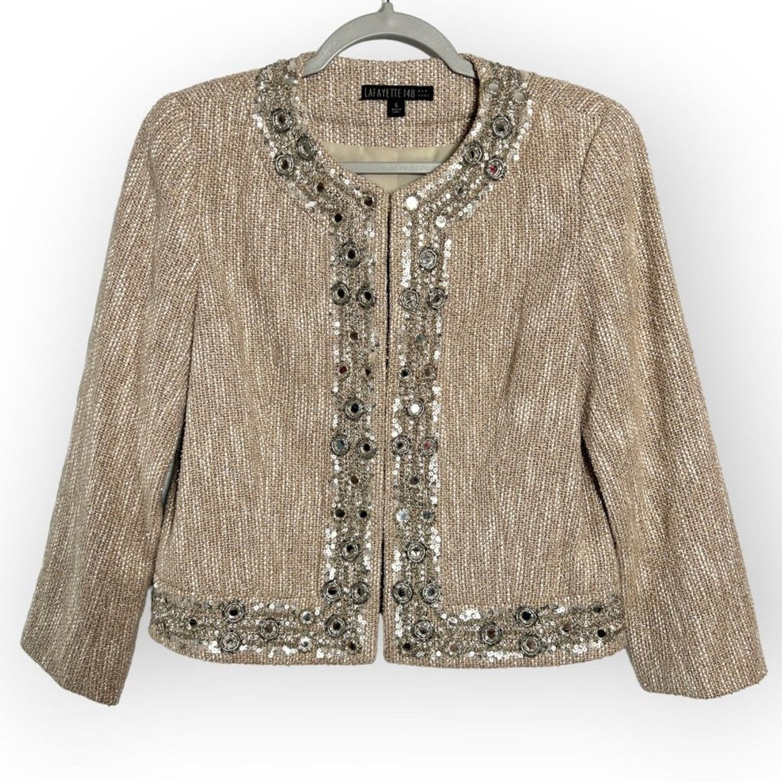 Lafayette 148 Lafayette 148 Sequined Tweed Blazer 6 Brown Textured Jacket Size M / US 6-8 / IT 42-44 - 1 Thumbnail