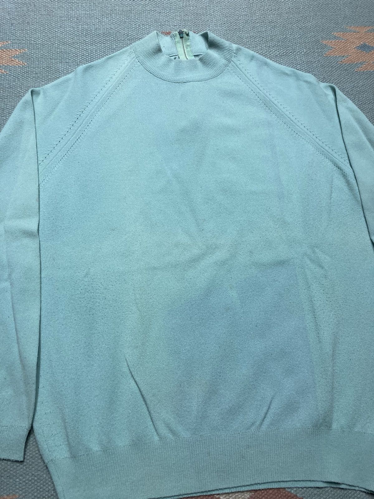 Vintage Vintage 60s t shirt textured poly nylon? blue women’s large Size L / US 10 / IT 46 - 2 Thumbnail