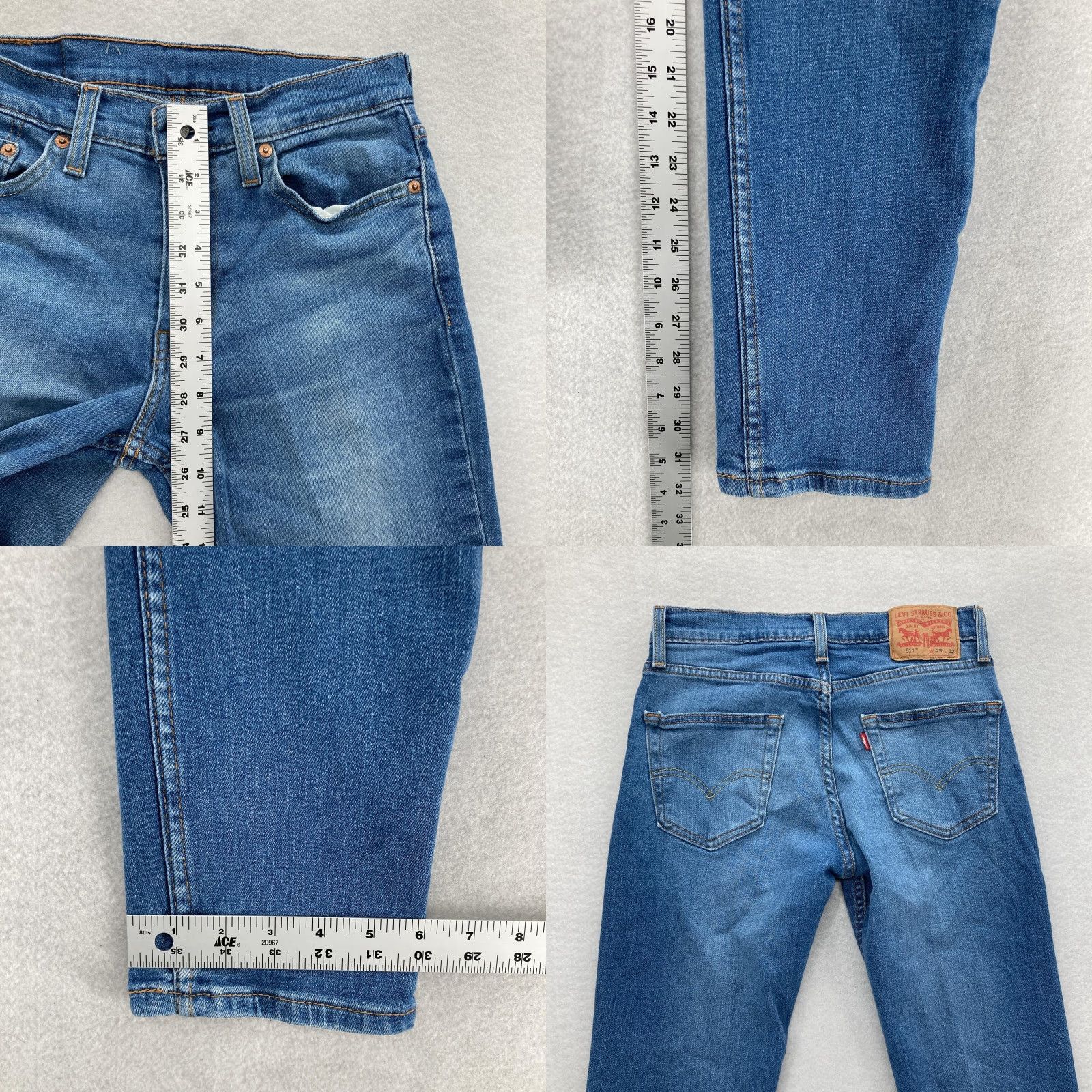 Levi's Levi's 511 Jeans Mens 29x32 Slim Fit Straight Blue Denim Medium Wash Stretch Size US 29 - 8 Thumbnail