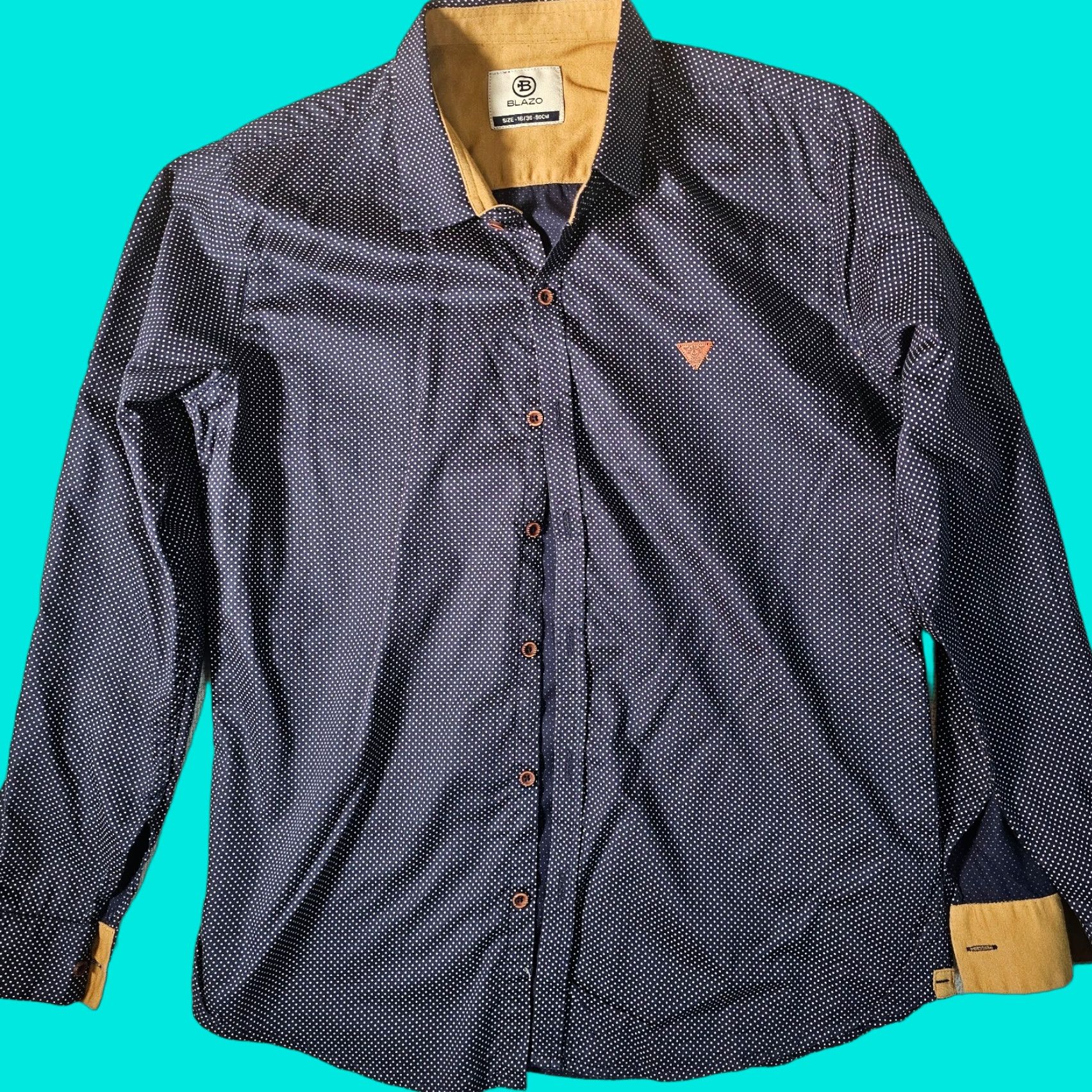 Vintage VINTAGE Blazo Button-Up Polka Dot Blue Men's Shirt 16 36 Size Pocket 90s California Cars Size US L / EU 52-54 / 3 - 1 Thumbnail