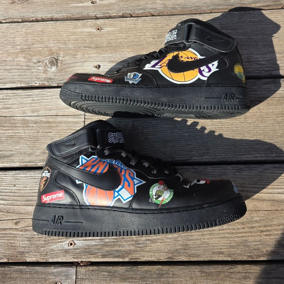 NBA × Nike × Supreme Nike Air Force 1 Mid "Supreme NBA Black" Size US 9.5 / EU 42-43 - 2 Thumbnail