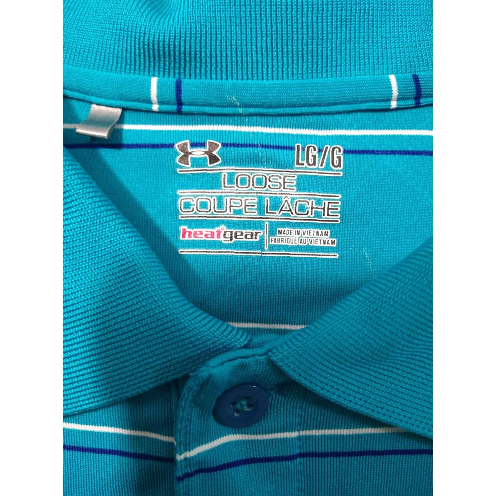 Under Armour Under Armour Shirt Mens Large Blue Striped Polo Loose HeatGear Short Sleeve Size US L / EU 52-54 / 3 - 5 Thumbnail