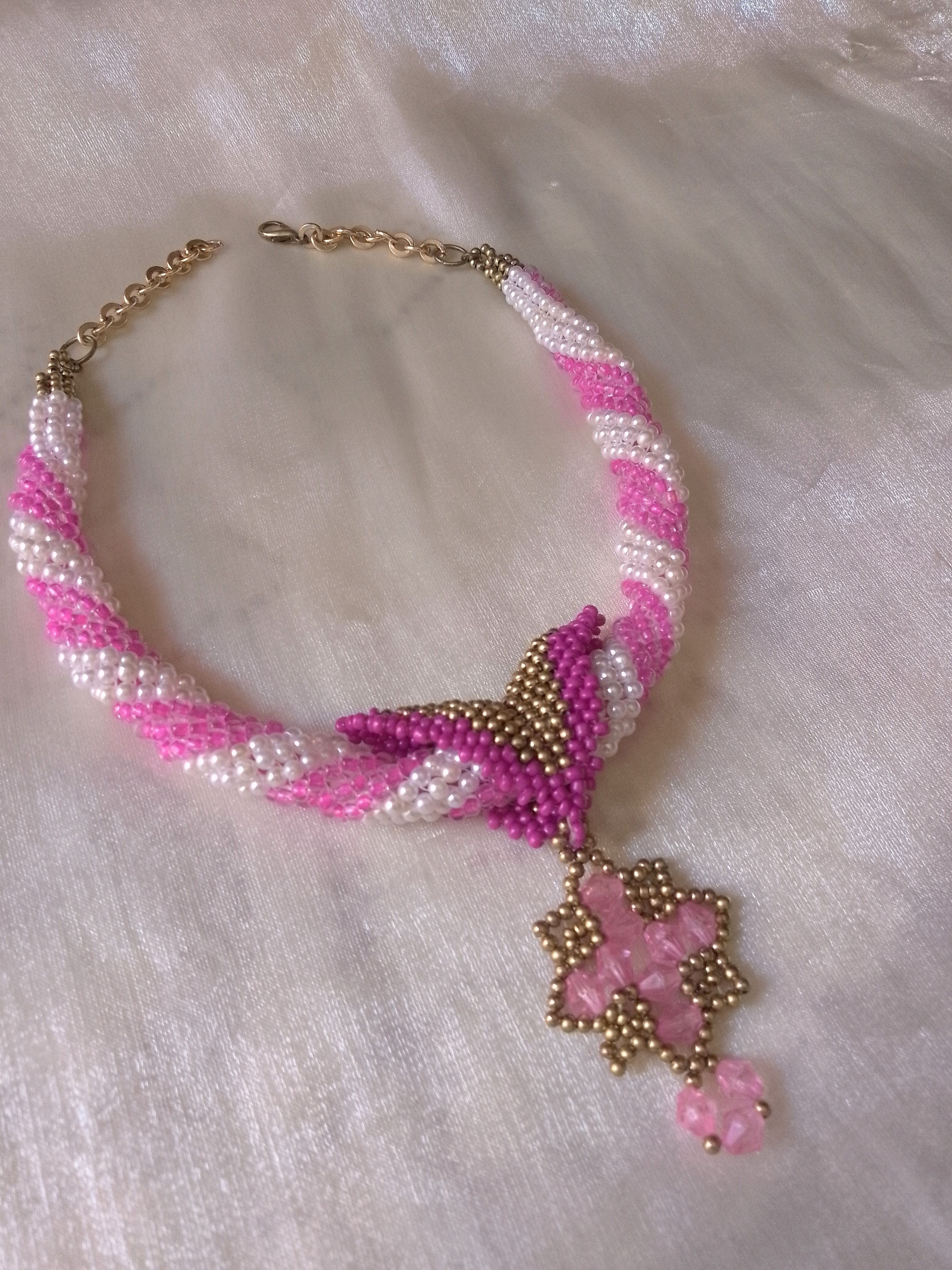 Handmade Necklace Vintage style Pearls Tubular medieval Cross Pendant Size ONE SIZE - 8 Thumbnail