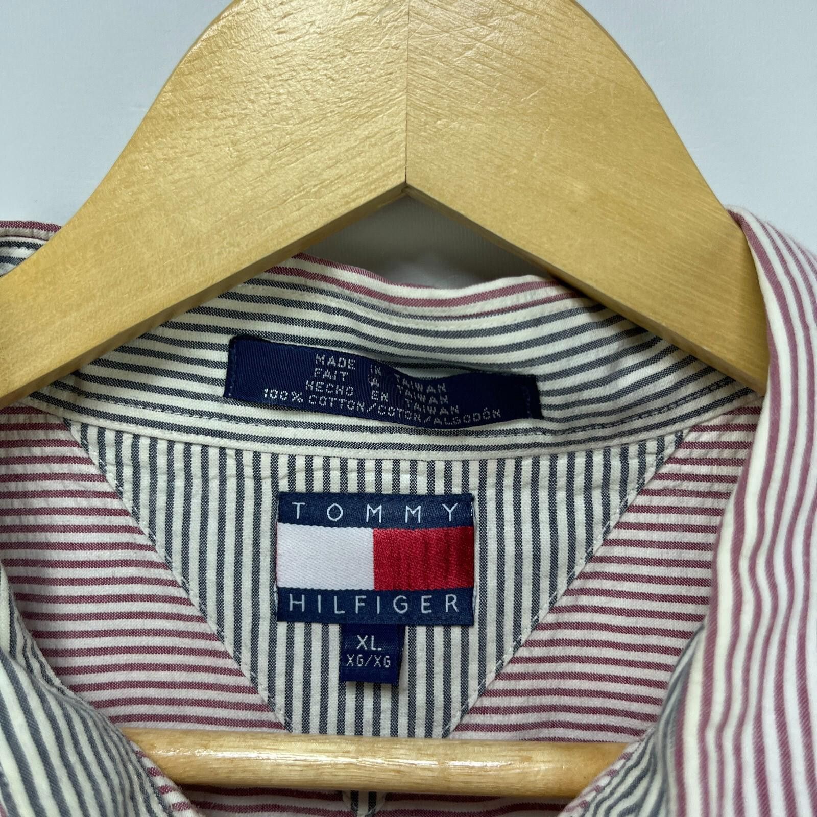 Tommy Hilfiger Vintage 90s Tommy Hilfiger Crest Button Up Shirt Striped XL Size US XL / EU 56 / 4 - 5 Thumbnail