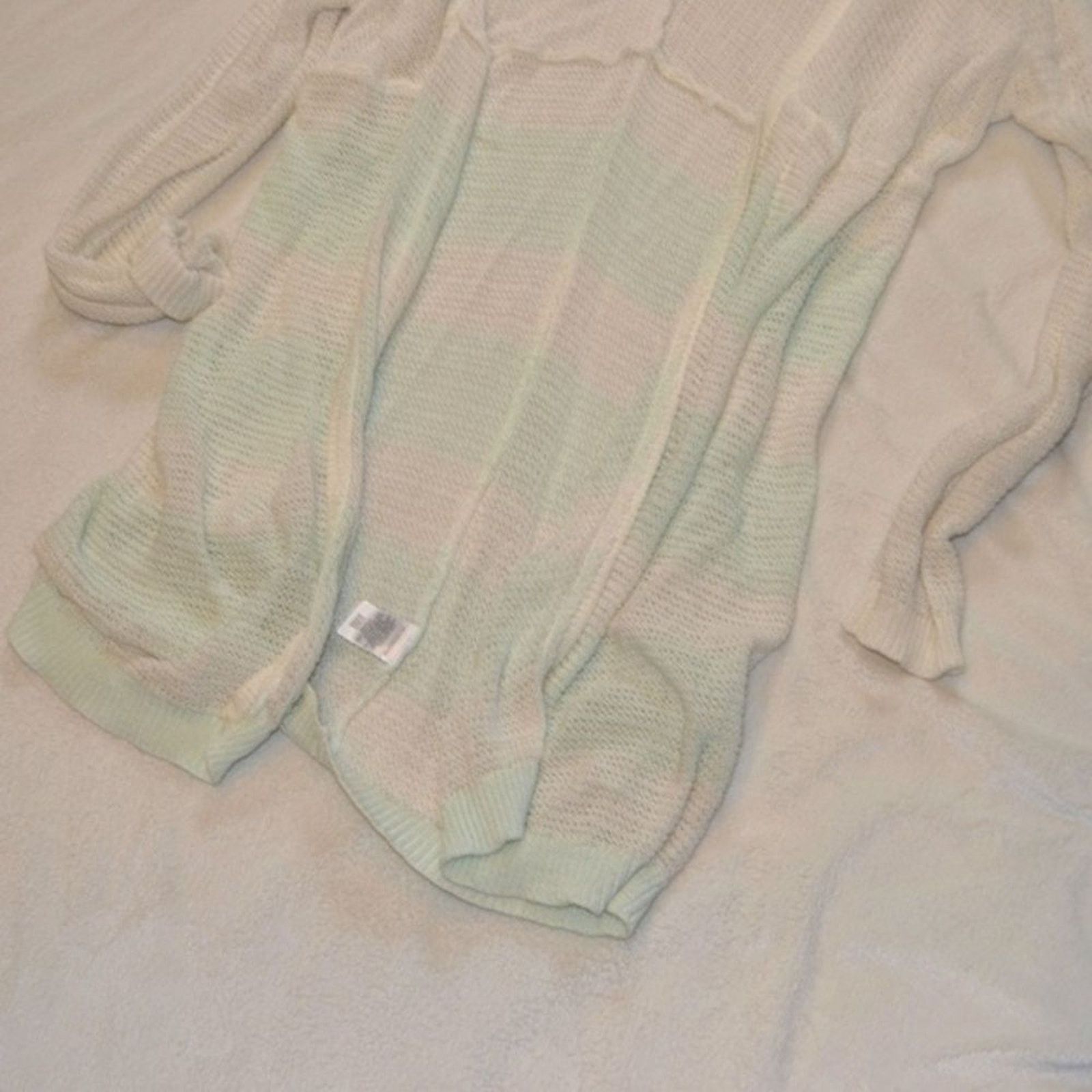 Other Wild Pearl White and Green Striped Knit Cardigan | Sz S Size S / US 4 / IT 40 - 2 Thumbnail