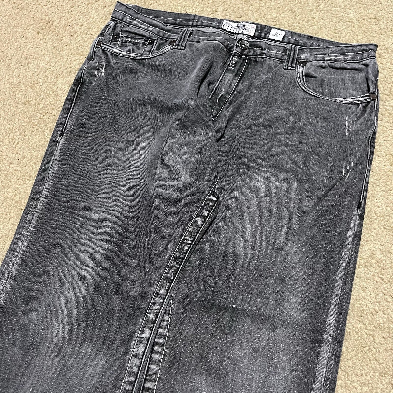 Akademiks Y2K Akademiks Baggy Skater Distressed Black Jeans 38Wx33L Size US 38 / EU 54 - 3 Thumbnail