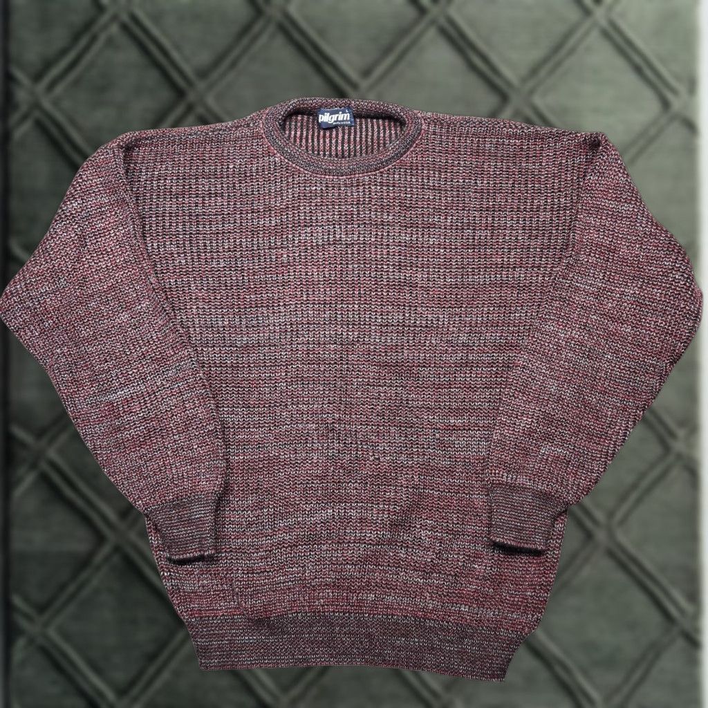 Vintage Pilgrim Sweater Mens L Red Chunky-Knit Crewneck Pullover Acrylic Made In USA Size US L / EU 52-54 / 3 - 1 Thumbnail