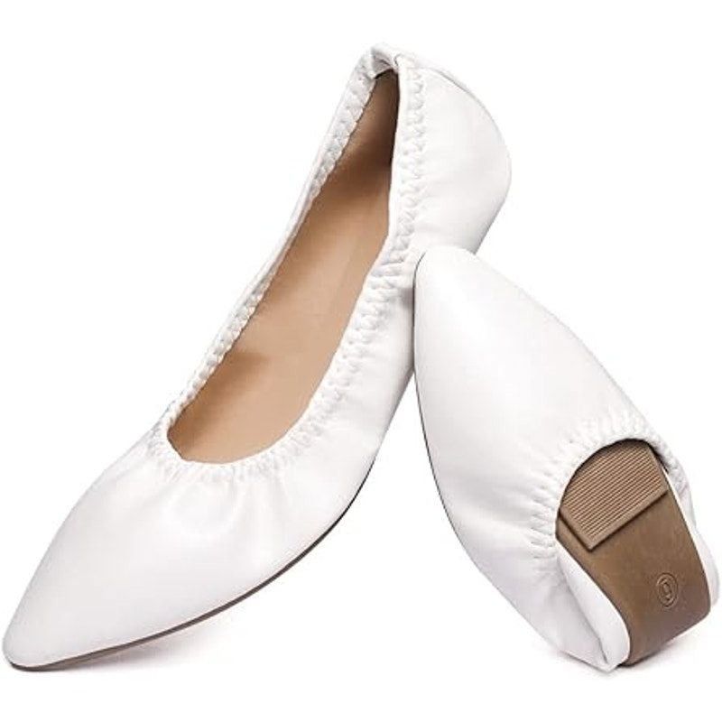 Other LM Women's Size 7 White Faux Leather Pointy Toe Flats Size US 7 / IT 37 - 1 Thumbnail