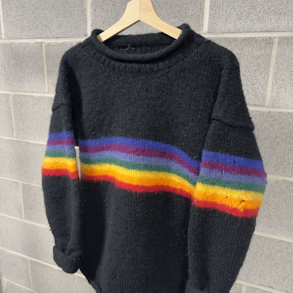 Vintage Vintage Distressed Rainbow Striped Knit Sweater ERD Grunge Size US L / EU 52-54 / 3 - 3 Thumbnail