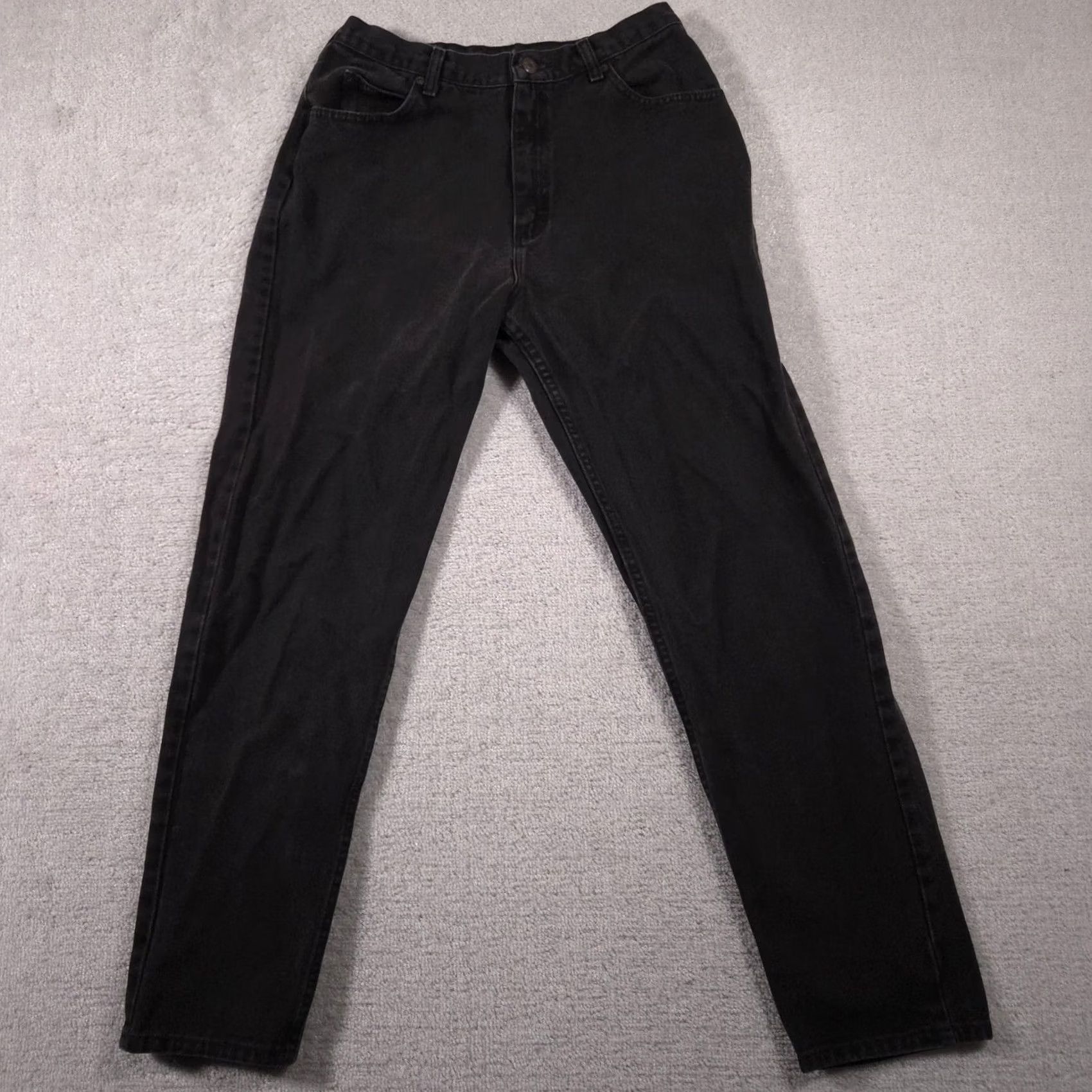 Lee VINTAGE? Lee Jeans Womens 12 Black Denim Tapered Leg High Rise 5-Pocket Zip Fly Lee Size 34" / US 12 / IT 48 - 2 Thumbnail