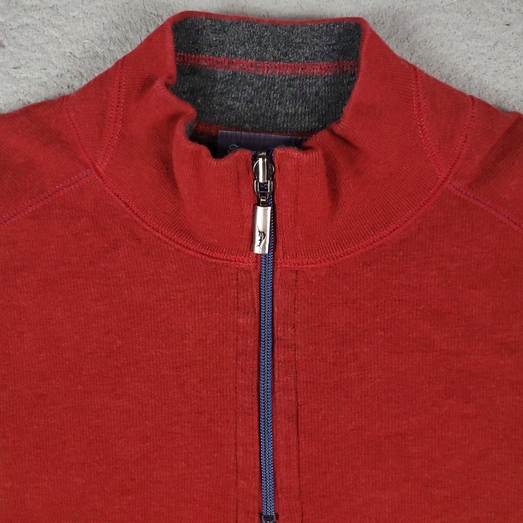 Tommy Bahama Tommy Bahama Mens Large Red 1/4 Zip Pullover Sweater Cotton Blend Long Sleeve Size US L / EU 52-54 / 3 - 2 Thumbnail