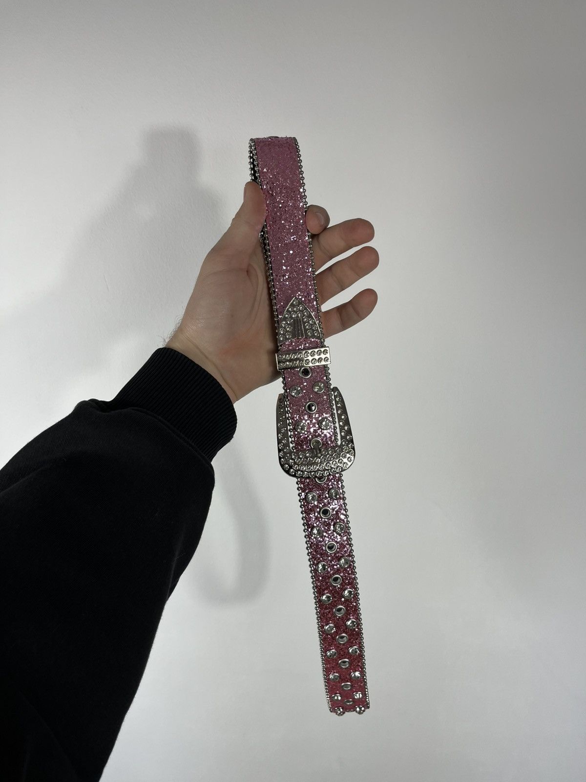 Other Avant Garde Pink Glitter Rhinestone Studded Belt 47in 120cm Size ONE SIZE - 7 Thumbnail