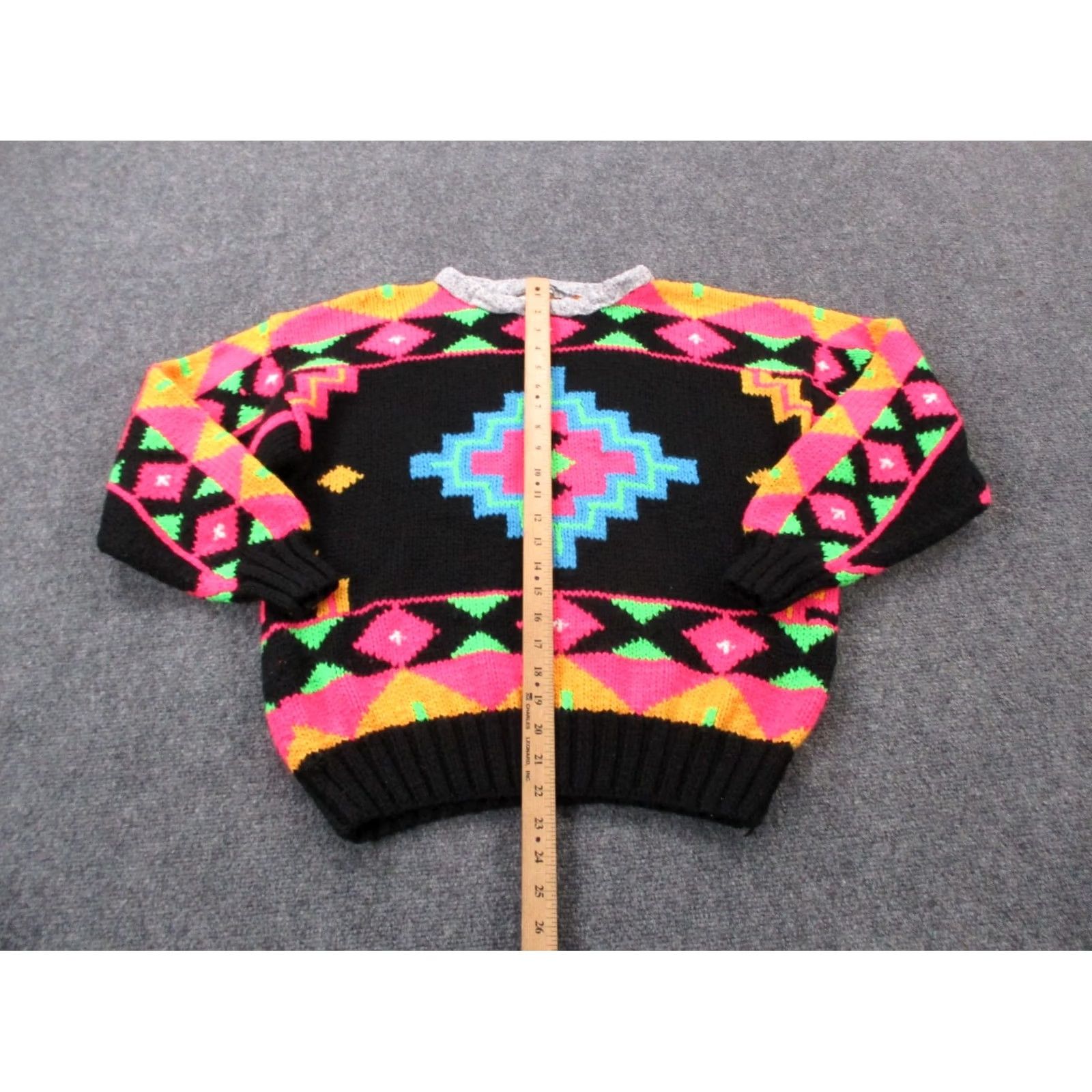 Obermeyer Obermeyer Sweater Womens S Colorful Multicolor Wool Acrylic Neon Aztec Retro Y2K Geometric Knit Crew Neck Long Sleeve Pullover Thermal Size S / US 4 / IT 40 - 3 Thumbnail