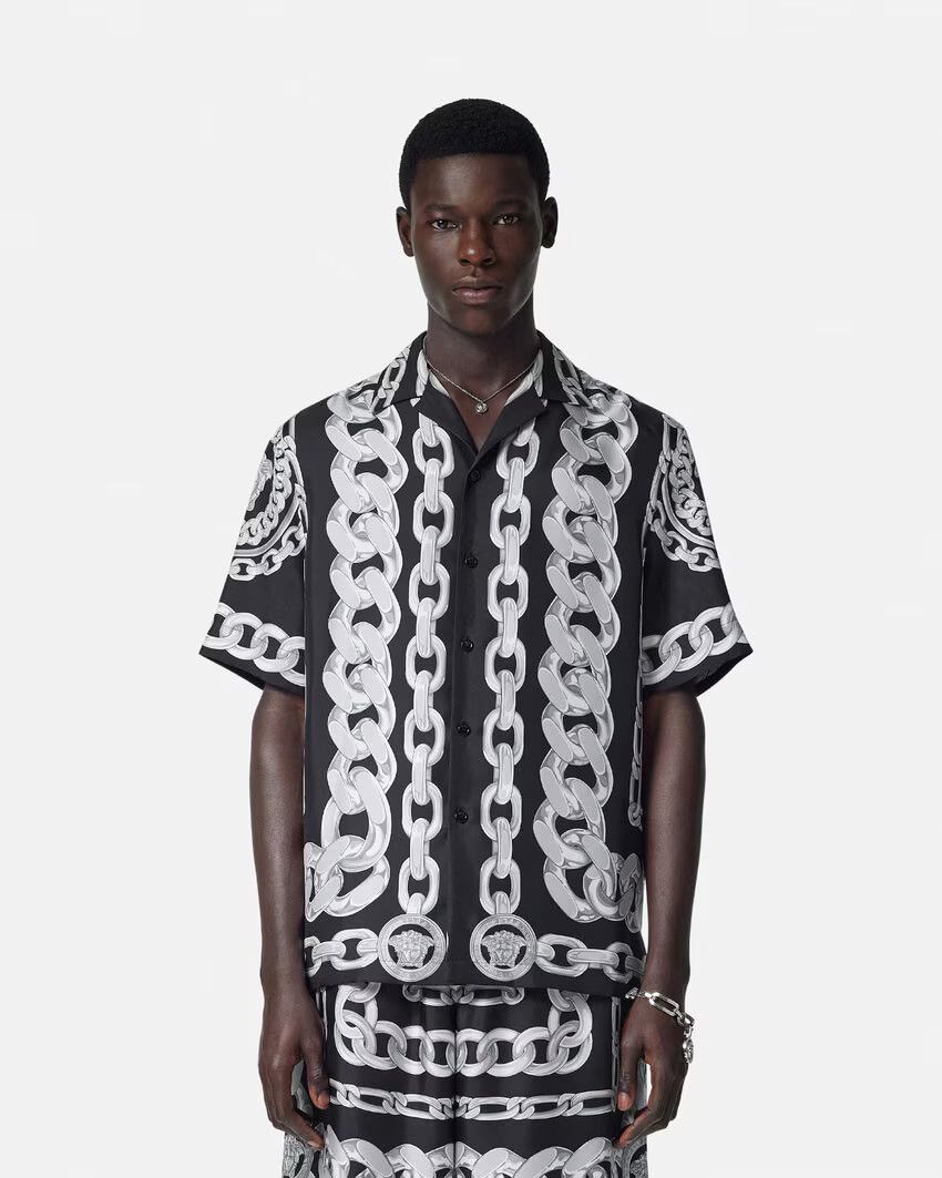 Versace o1s22i1n0125 Bowling Shirt in Black Silver Size US L / EU 52-54 / 3 - 4 Thumbnail