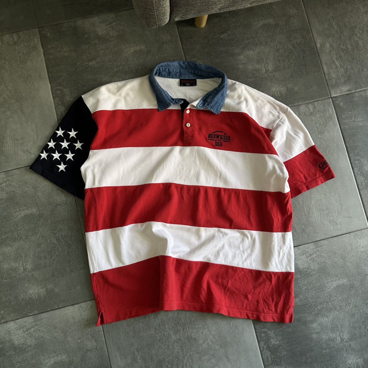 Vintage Vintage Budweiser Polo USA Cotton T-shirts Used Y2K Rugby Size US XXL / EU 58 / 5 - 3 Thumbnail