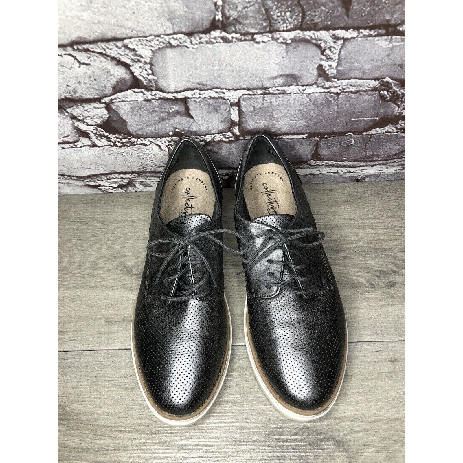 Clarks Clarks Collection Metallic Gunmetal Pewter Oxfords Shoes Wom Size US 8.5 / IT 38.5 - 20 Thumbnail