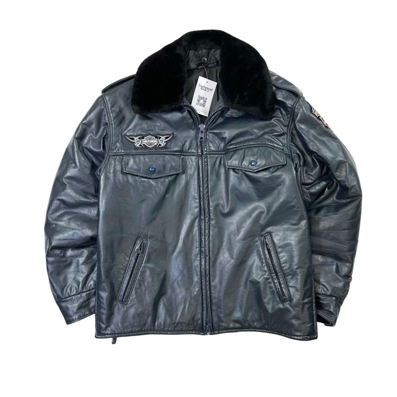 Vintage Vintage 90s Harley Davidson Zip Up Heavy Leather Jacket Size US M / EU 48-50 / 2 - 1 Thumbnail