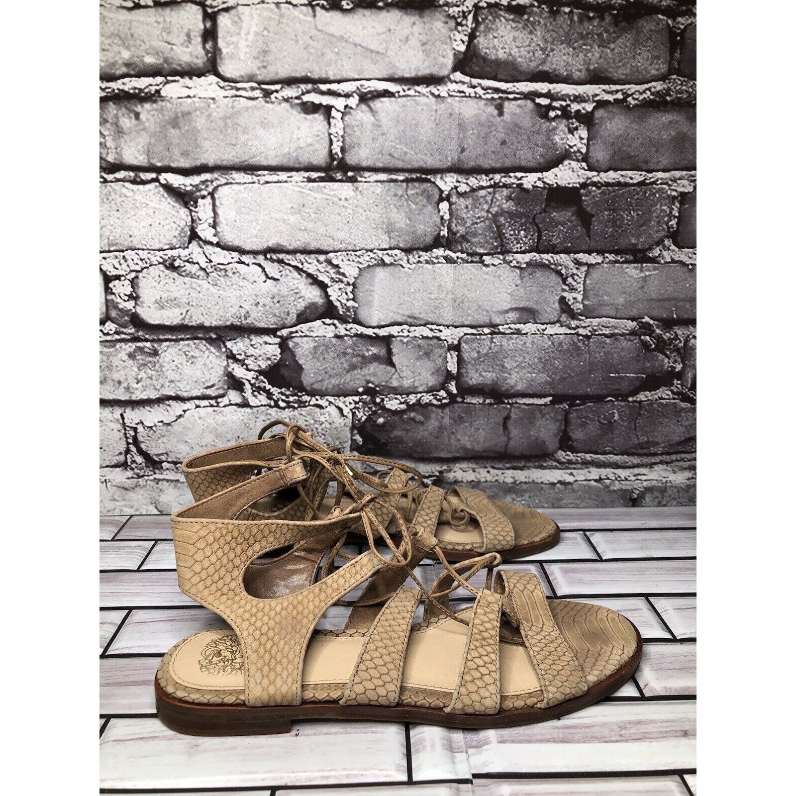Vince Camuto Vince Camuto Tany Tan Leather Snake Print Gladiator Lace San Size US 6 / IT 36 - 11 Thumbnail