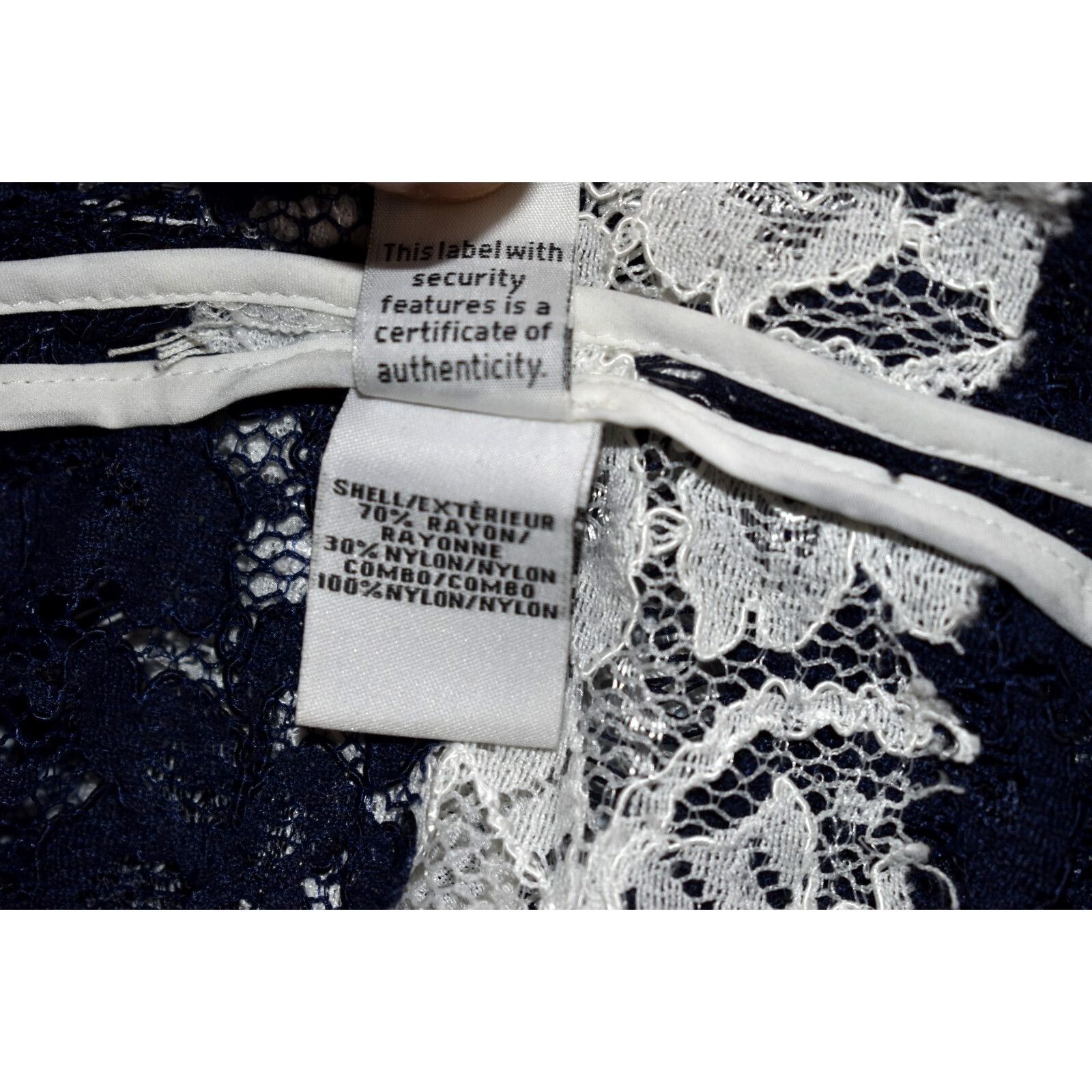 Diane von Furstenberg DIANE VON FURSTENBERG Navy White Lace Long Blouse Top Size M Size M / US 6-8 / IT 42-44 - 8 Thumbnail