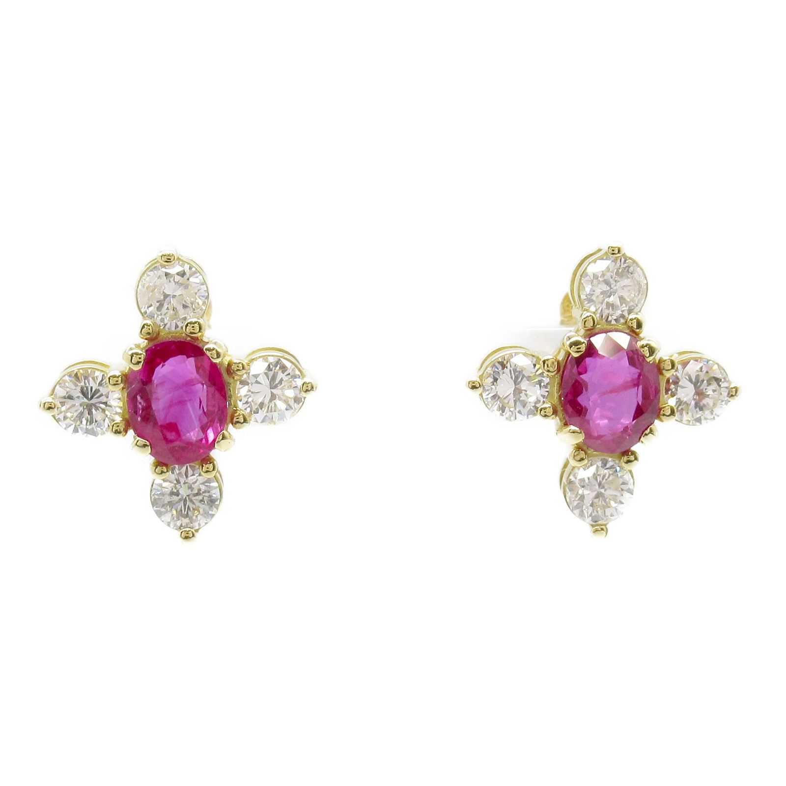 Luxuness Jewelry Ruby Diamond Au750 Earrings Leather Earrings in Red, Women's