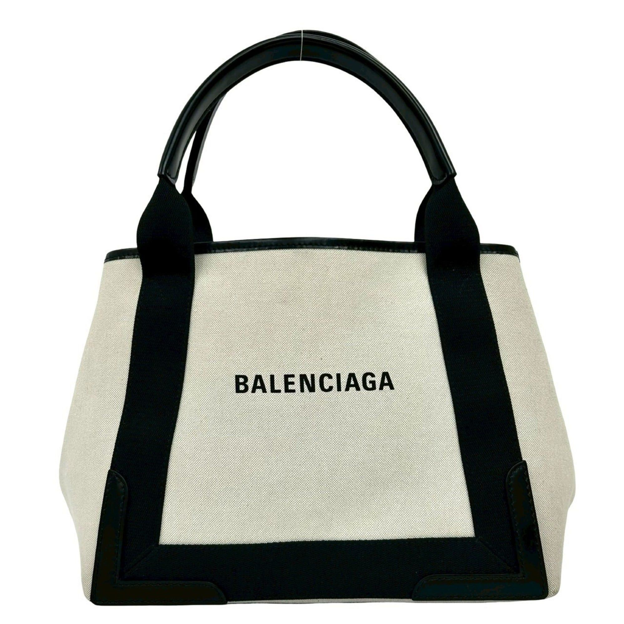 Balenciaga BALENCIAGA Navy Cabas S Logo Canvas and Leather Tote Bag, Ivory Black, 28716 Size ONE SIZE - 1 Thumbnail