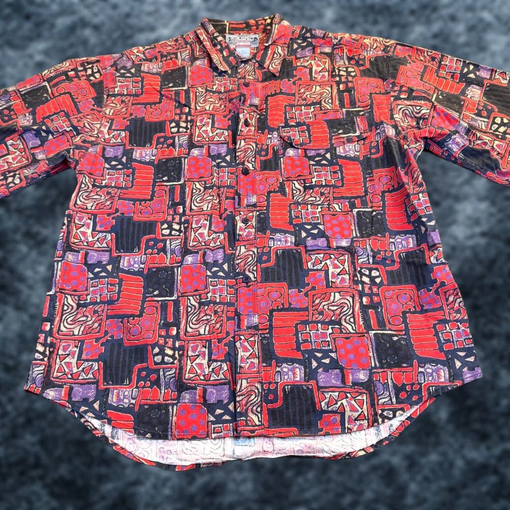 Vintage VINTAGE Introspect Jeanswear Abstract Print Short Sleeve Button-Up Shirt Mens Large Size US L / EU 52-54 / 3 - 1 Thumbnail