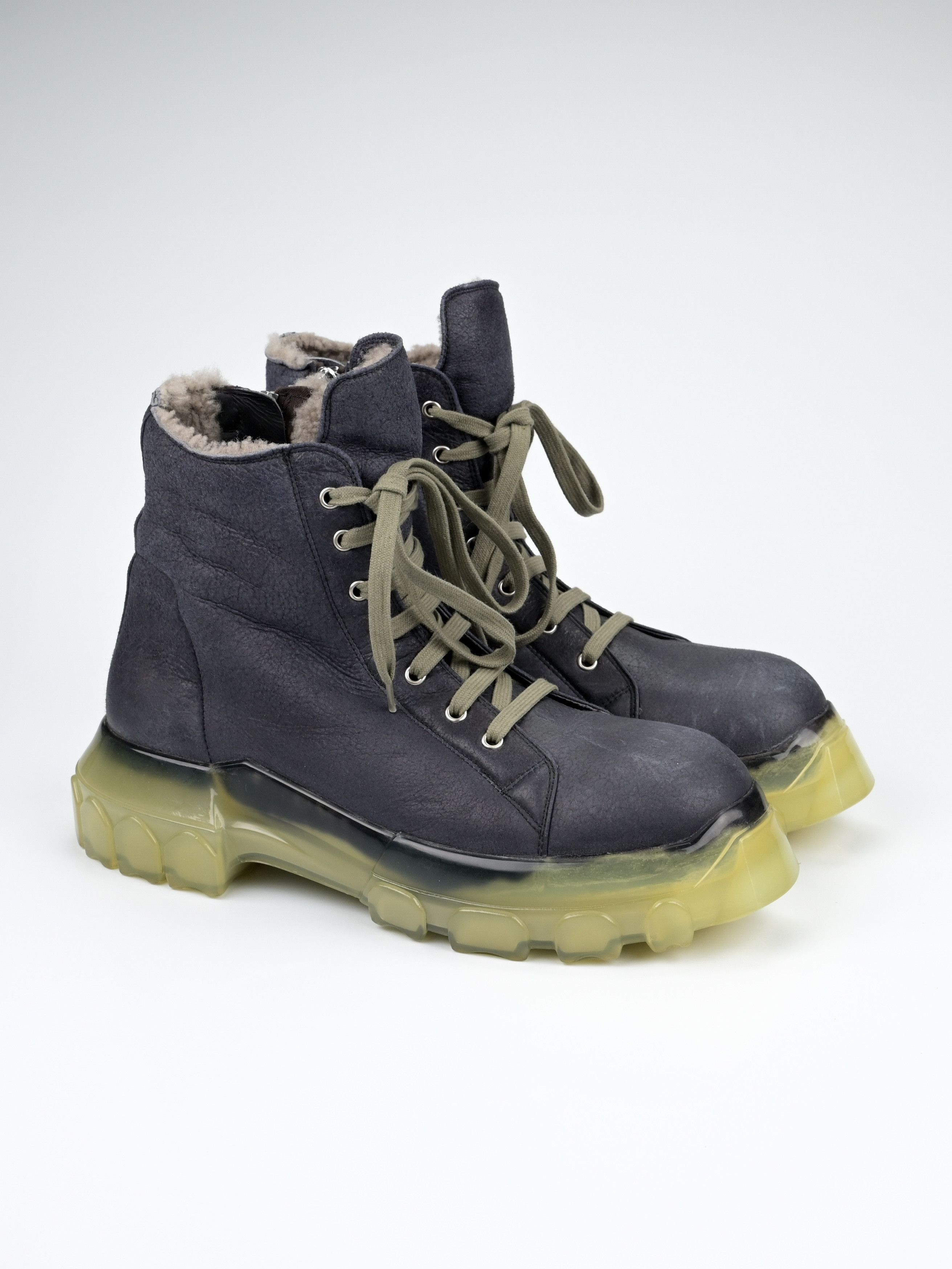 Rick Owens Shearling Mega Bozo Tractor Boots Size US 11 / EU 44 - 1 Thumbnail