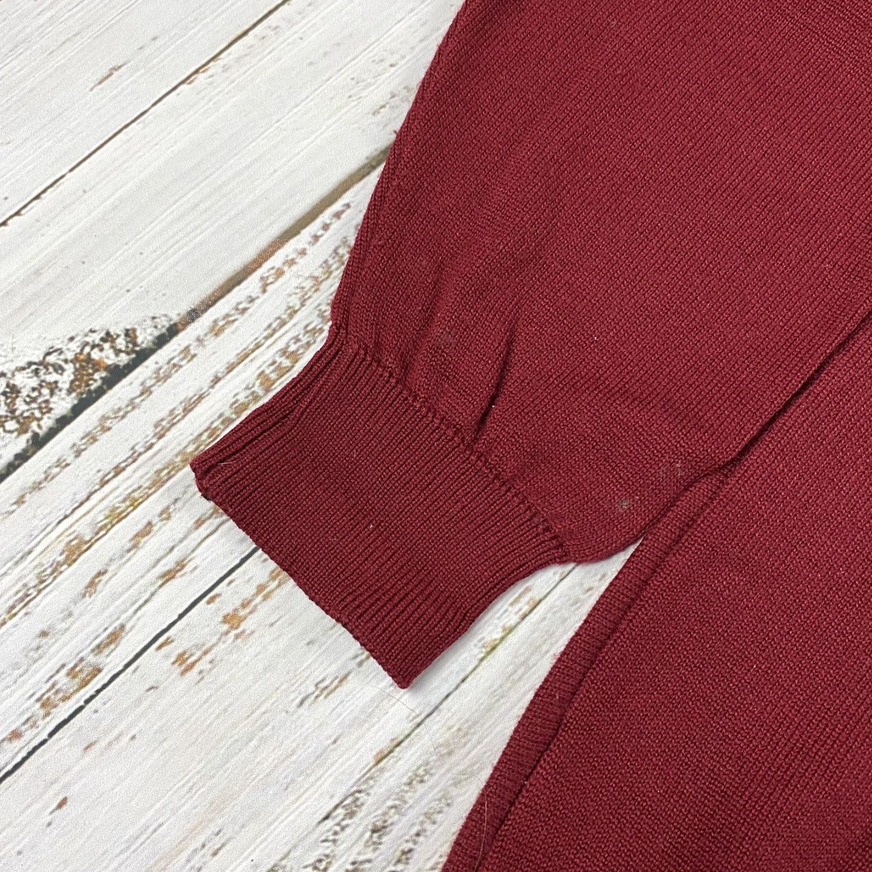 Jim Thompson VINTAGE Norm Thompson Wool Blend Sweater Mens M Crew Neck Red Geometric Retro Cosby Patch Knit Pullover All Seasons 20th Century Style Mens Size US M / EU 48-50 / 2 - 7 Thumbnail