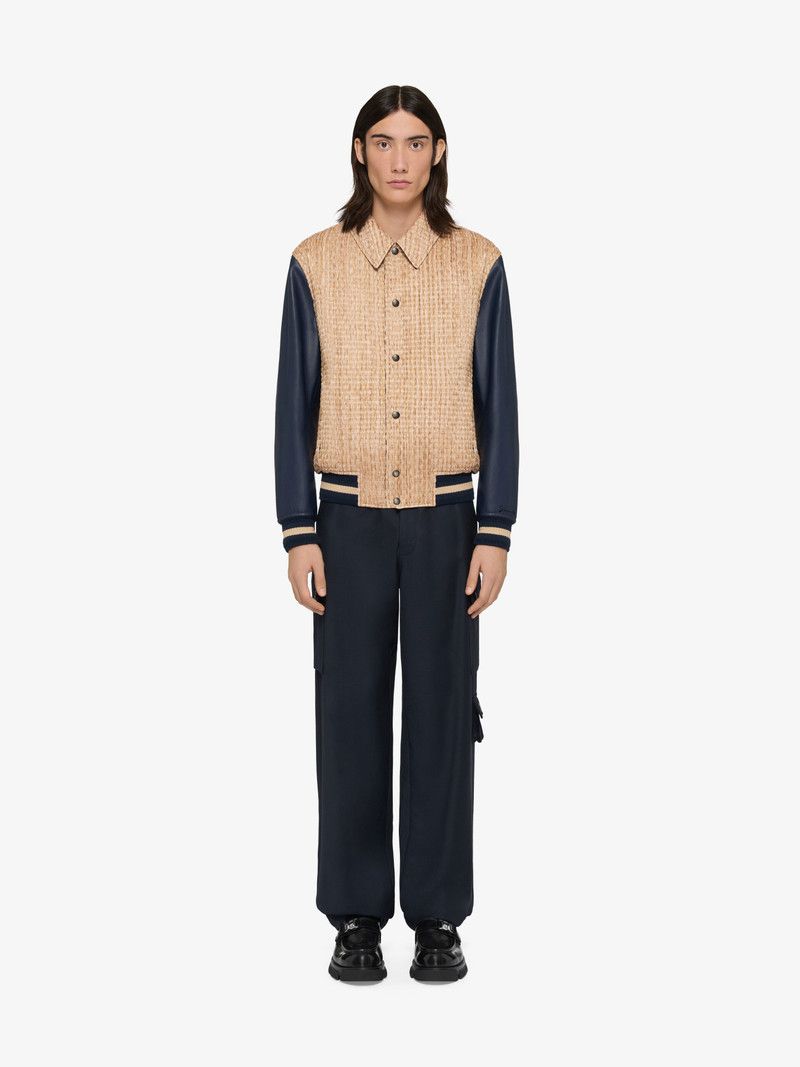 Givenchy o1w1db10326 Raffia Varsity Jacket in Beige/Blue Size US M / EU 48-50 / 2 - 2 Thumbnail