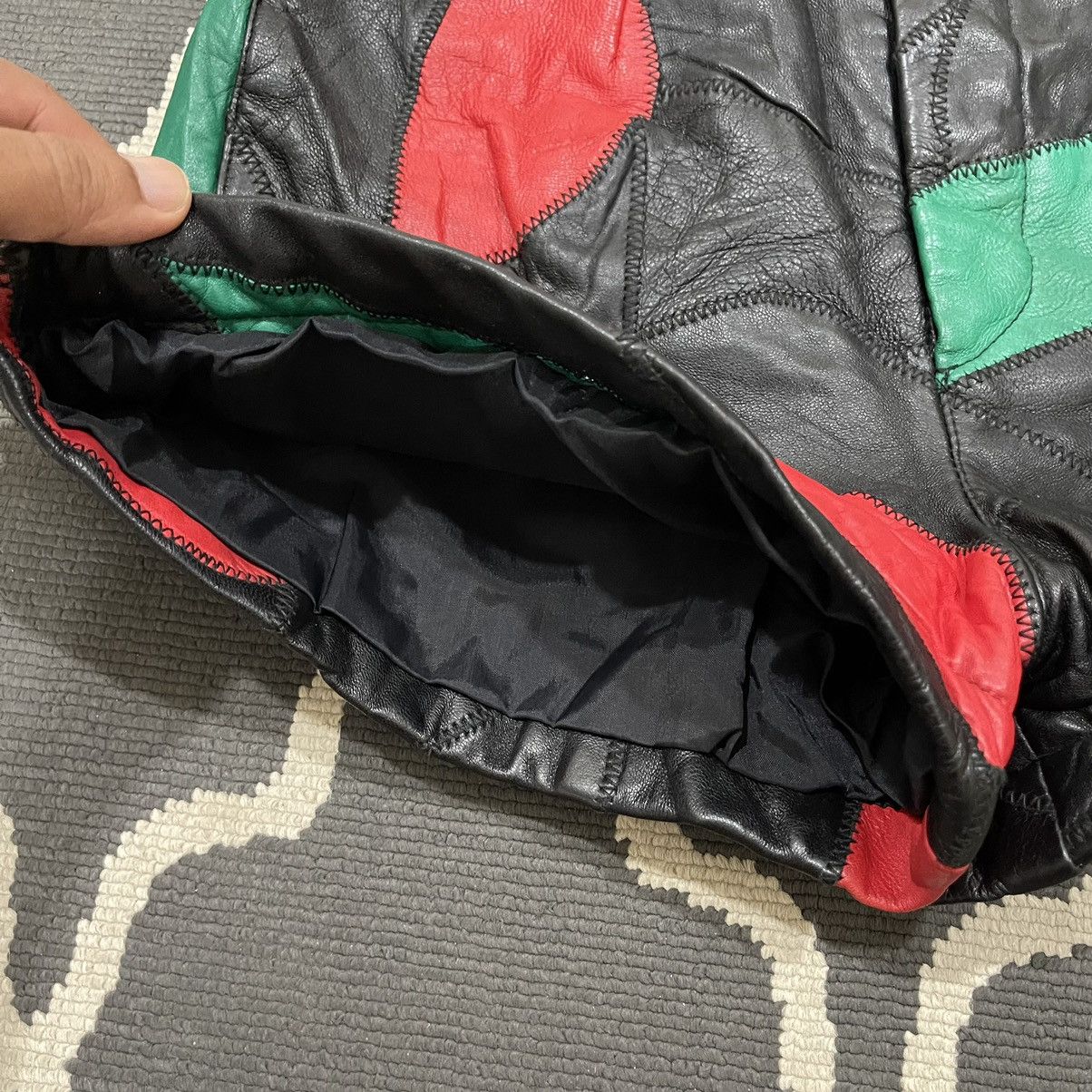 Genuine Leather × Leather × Vintage Rare Genuine Leather Patchwork Short Pants Size 23" - 8 Thumbnail