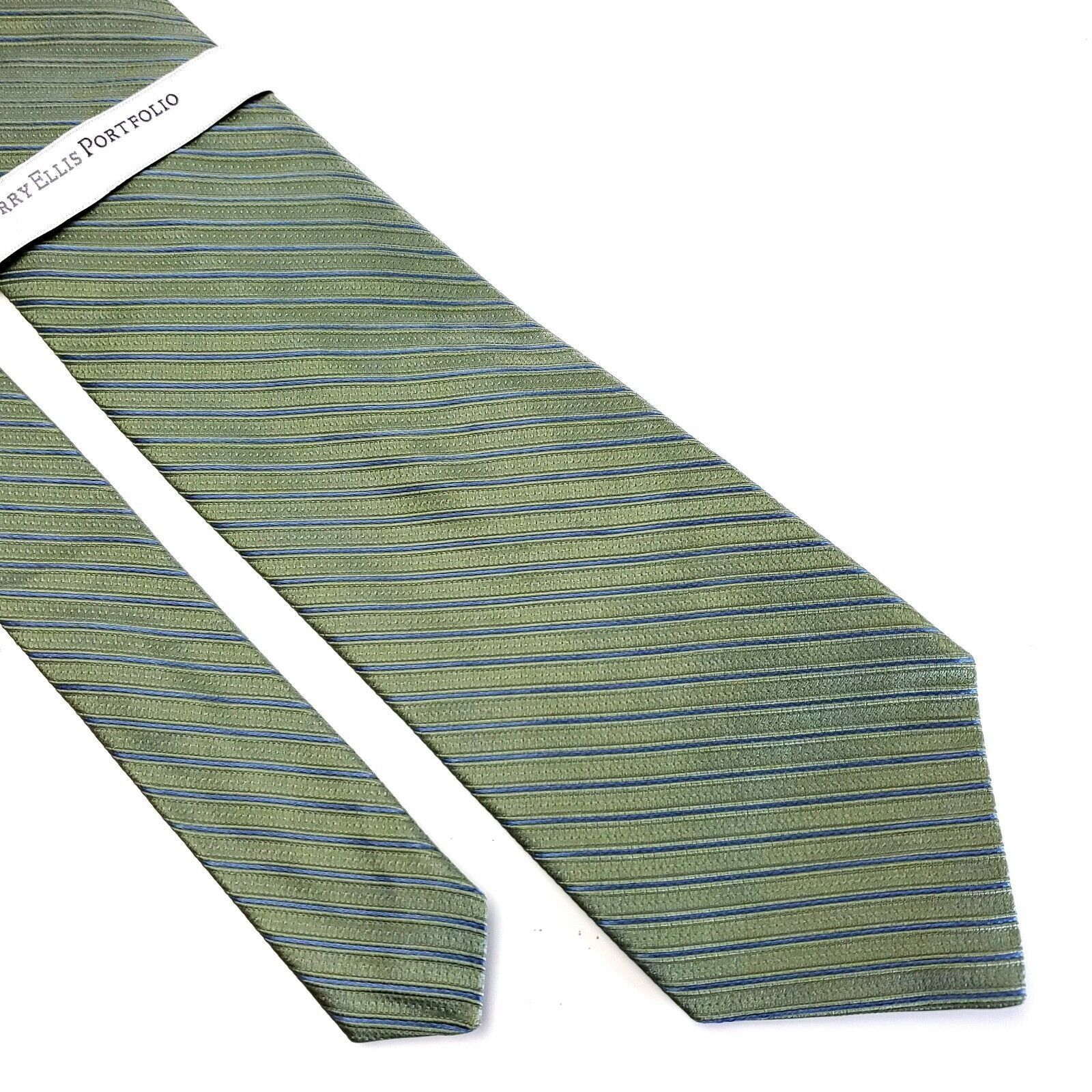 Perry Ellis Perry Ellis Portfolio Blue Green Striped Woven Short Silk Ti Size ONE SIZE - 1 Thumbnail