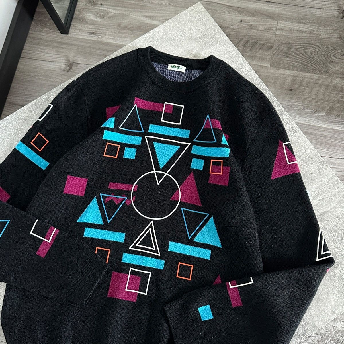 Kenzo Kenzo rare Abstract Knit Wool Sweater Geometric black size M Size US M / EU 48-50 / 2 - 3 Thumbnail