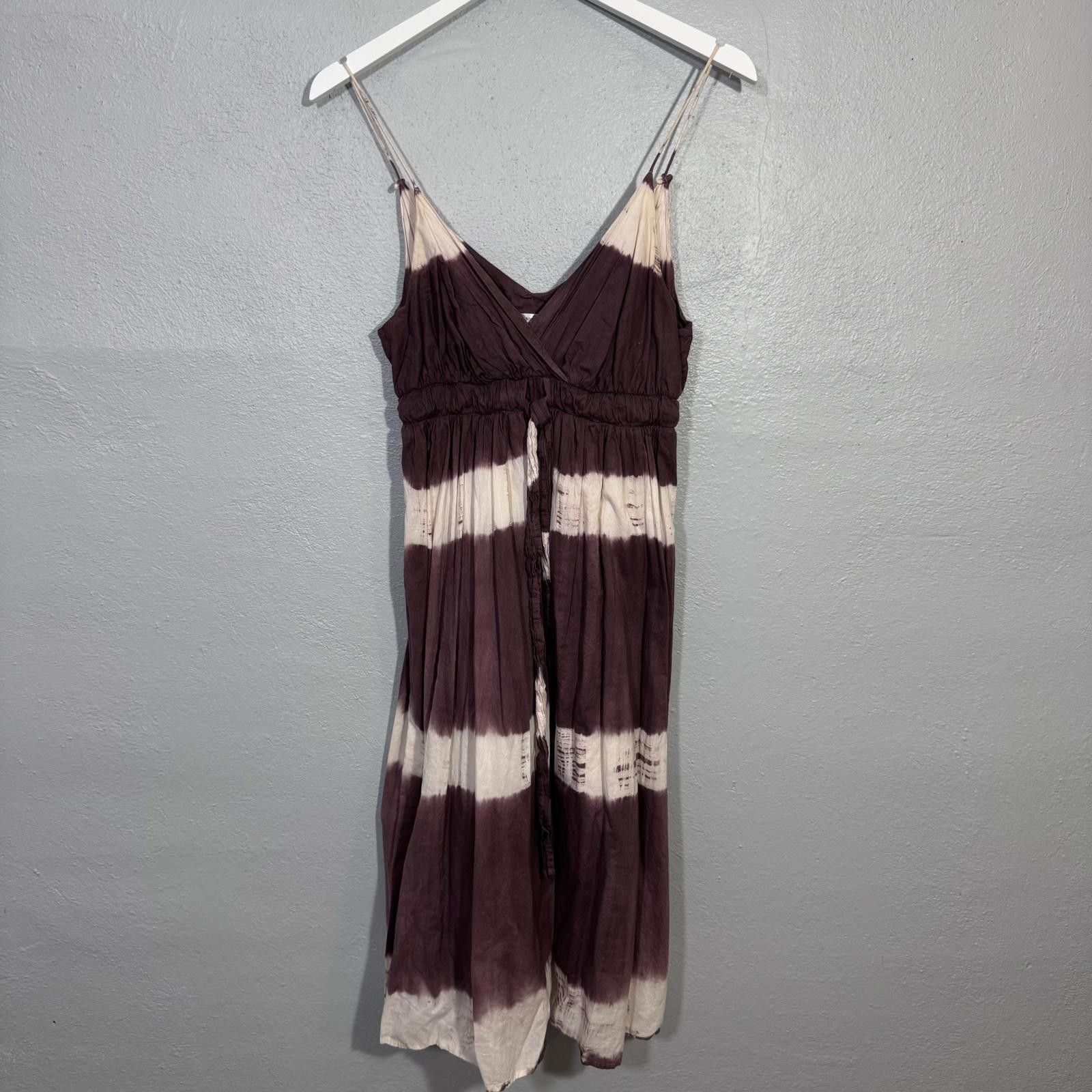 Designer Bohemian Tie-Dye Summer Dress, Spaghetti Straps Size L / US 10 / IT 46 - 2 Thumbnail
