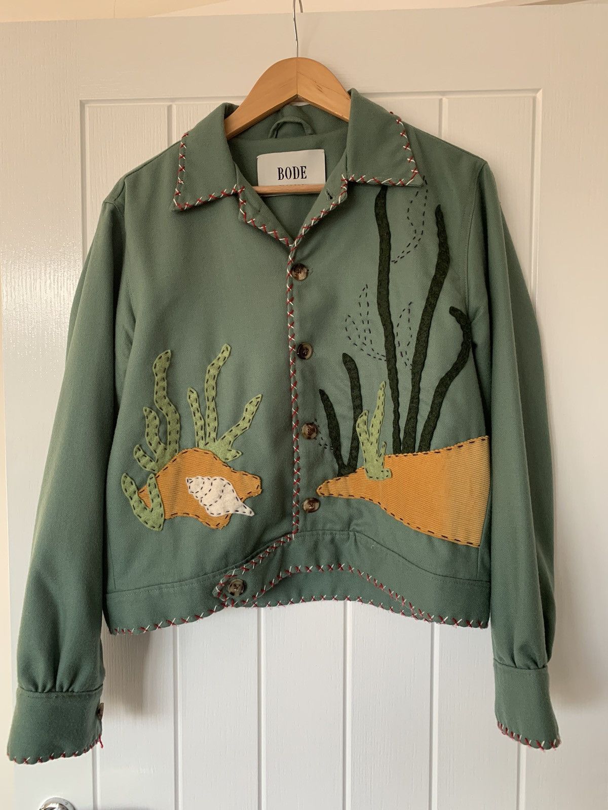 image of Bode Wool-Twill Jacket in Green, Men's (Size Medium)