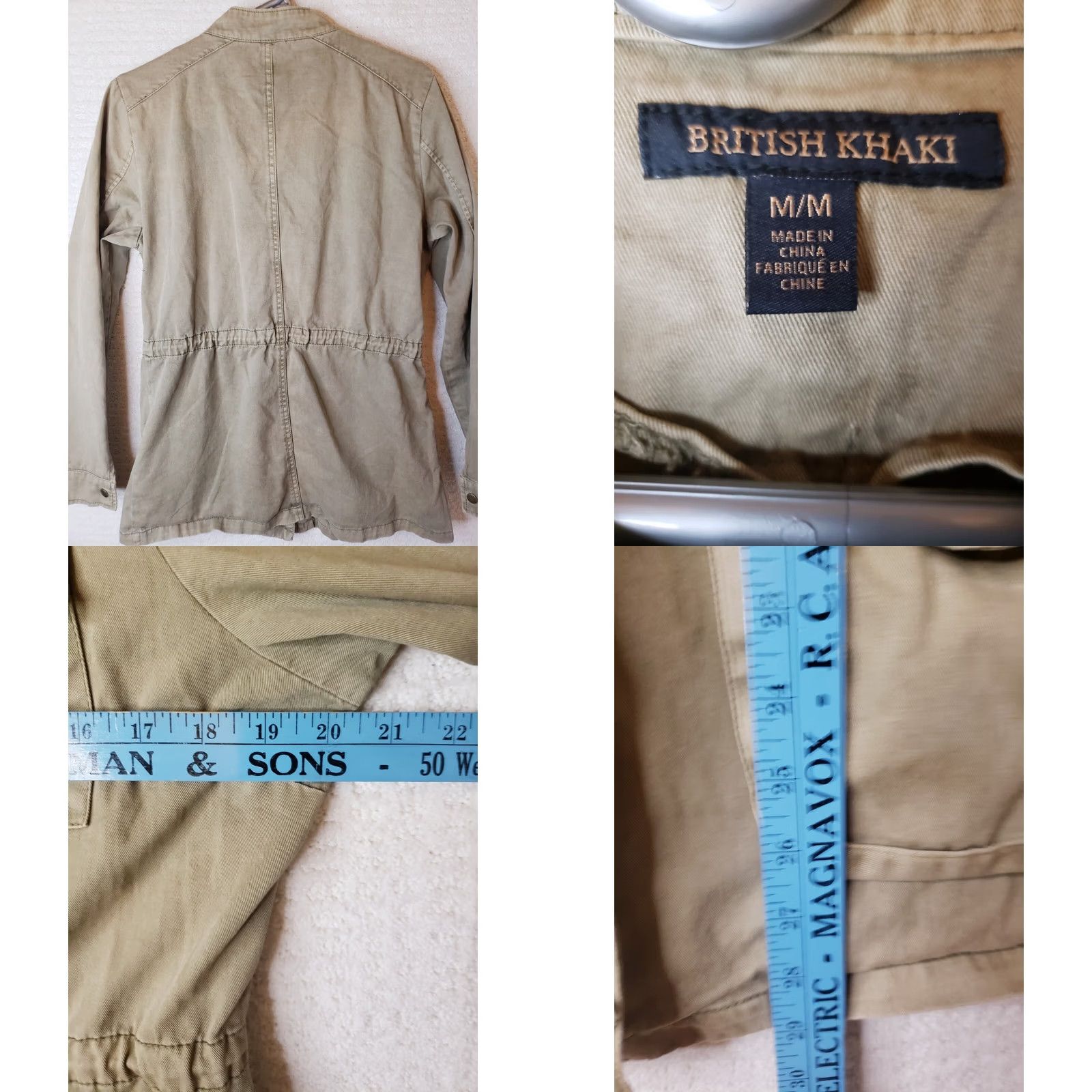 Vintage British Khaki Women's M Military Utility Cargo Safari Jacket Light Weight Olive Green Size M / US 6-8 / IT 42-44 - 8 Thumbnail