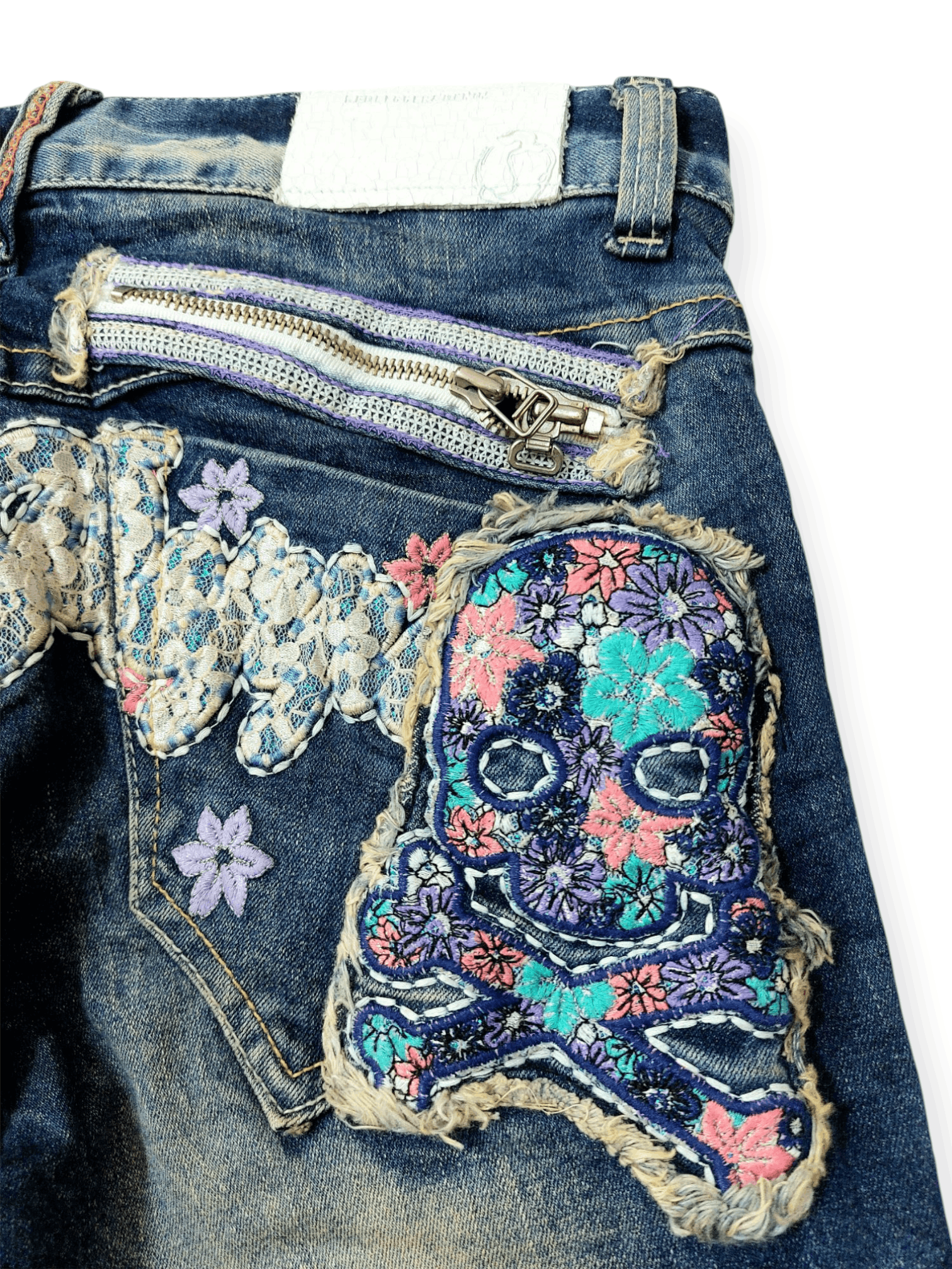 Designer 🔥Red Pepper Jeans Flare Embroidery Florish Skull Size 31" - 12 Thumbnail