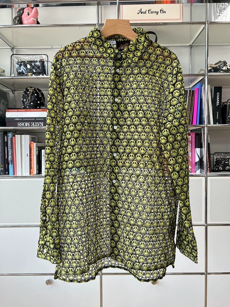 Loewe LOEWE size40 Yellow and green openwork smiling shirt jacket Size US XXS / EU 40 - 1 Thumbnail