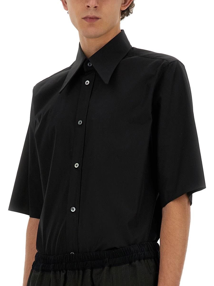 Maison Margiela NEW 38 Black Four Stitch Logo Pointed Collar Poplin Shirt Size US S / EU 44-46 / 1 - 5 Thumbnail