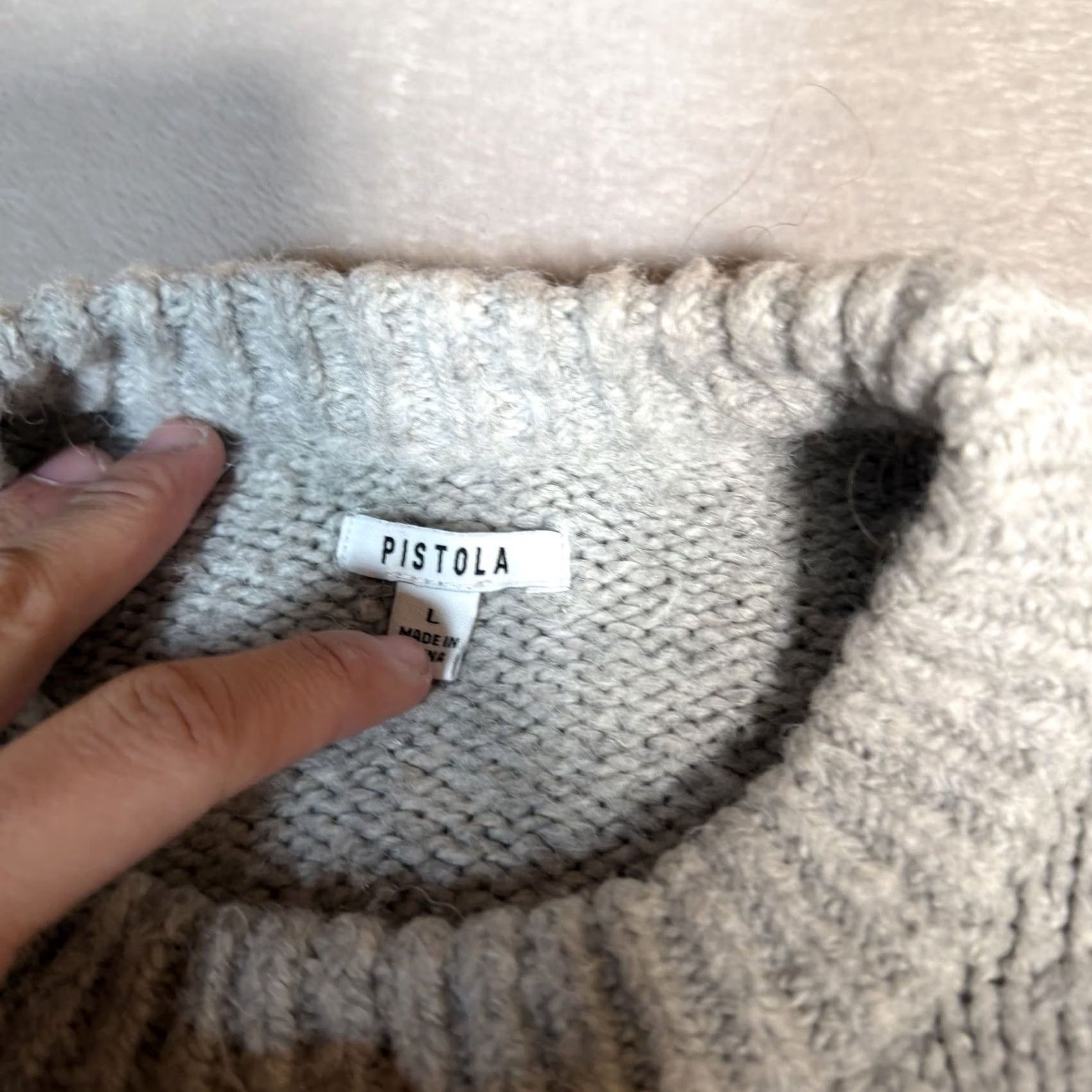 Pistola PISTOLA Sweater Womens Large Gray Knit Pullover Crew Neck Mock Neck Casual Fisherman L Size Women US Size L / US 10 / IT 46 - 5 Thumbnail