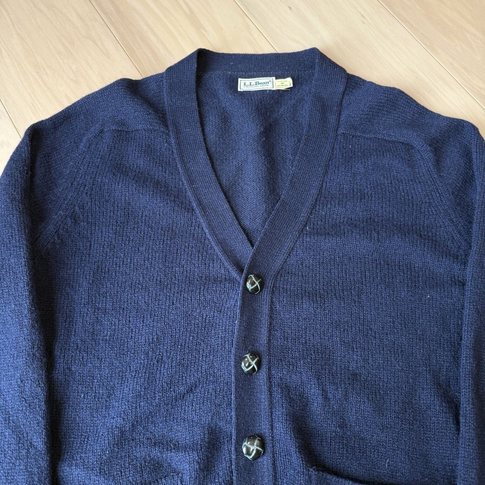 L.L. Bean Vintage LL Bean Shetland Wool Cardigan Large Navy Winter Size US L / EU 52-54 / 3 - 3 Thumbnail