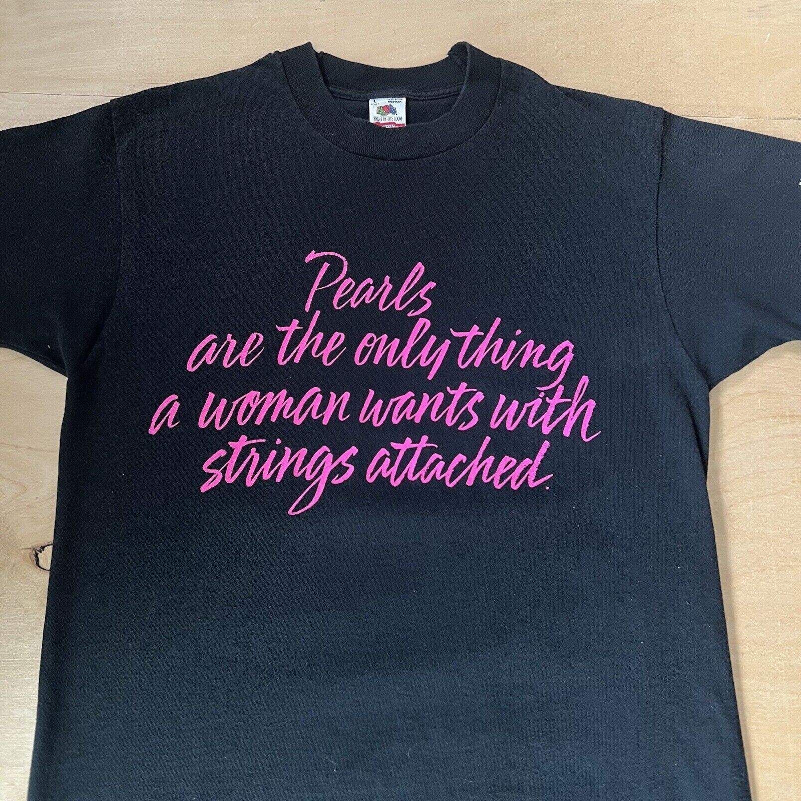 Vintage Vintage Pearl Shirt Large Black 90s Quote Strings Attached Size US L / EU 52-54 / 3 - 2 Thumbnail